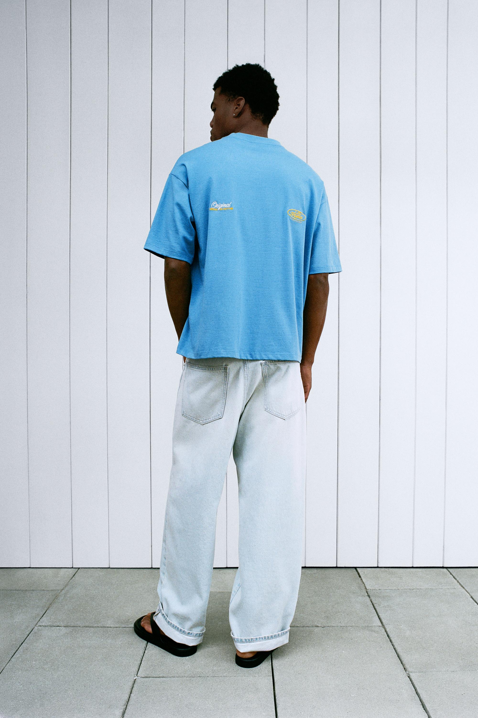Embroidered graphic T-shirt — Deep blue