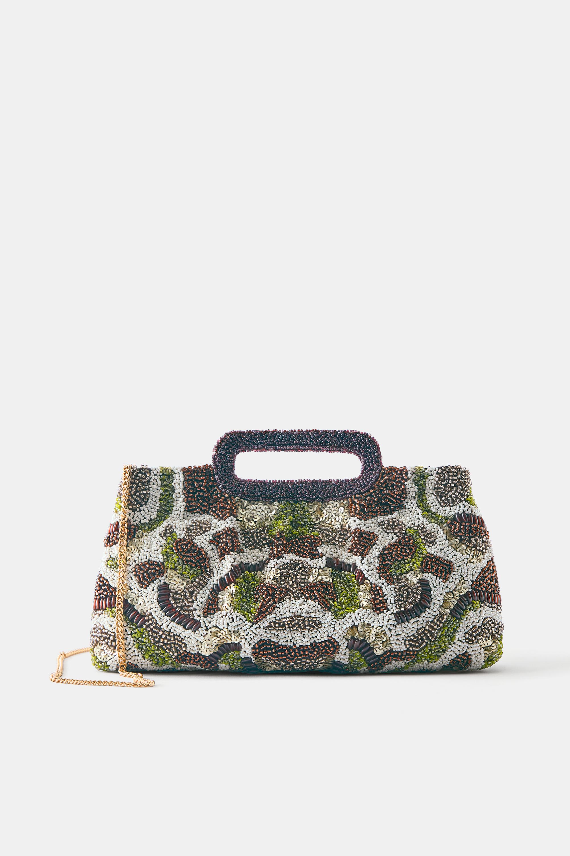 Beaded clutch bag — Brown