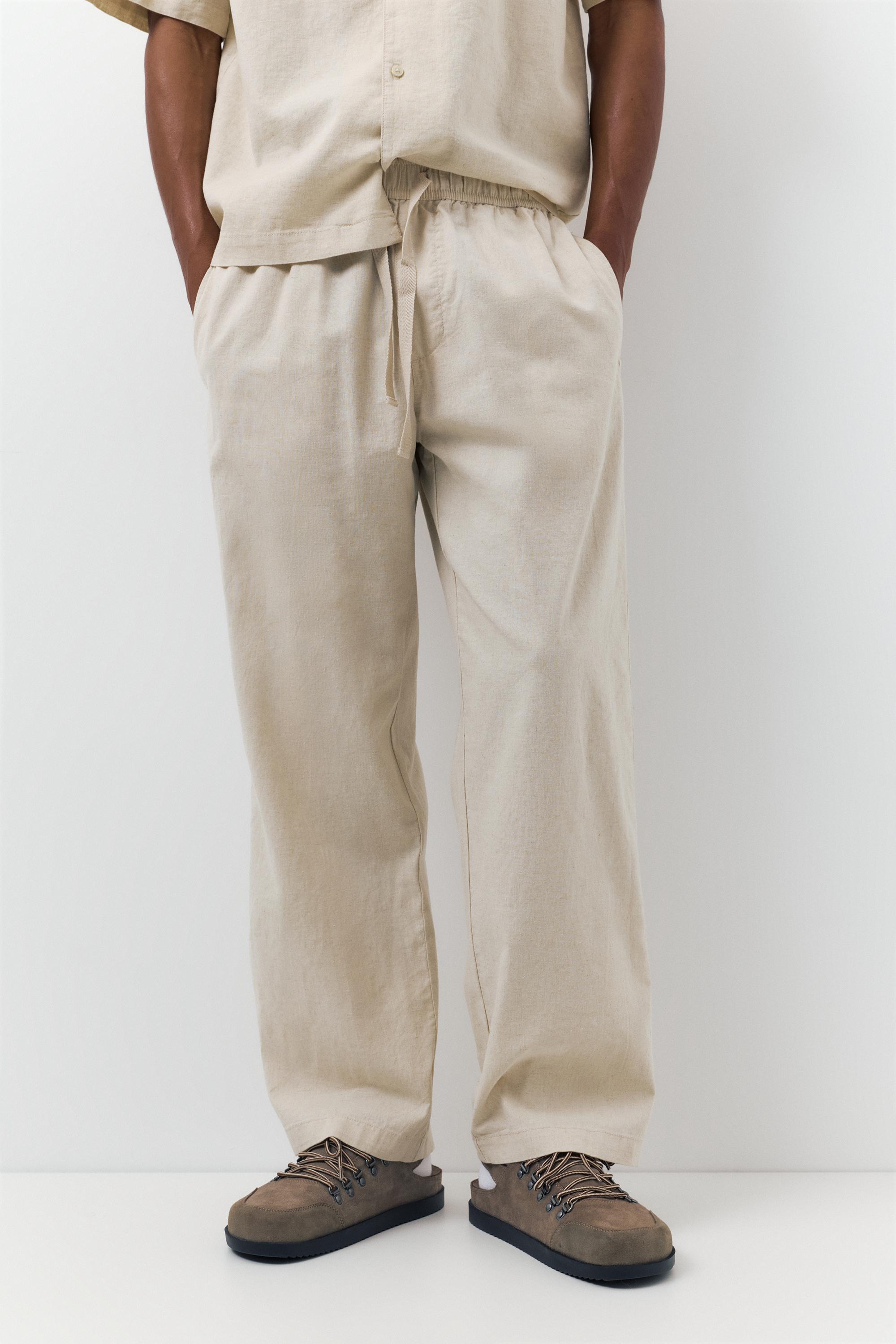 Linen blend jogger trousers — Beige