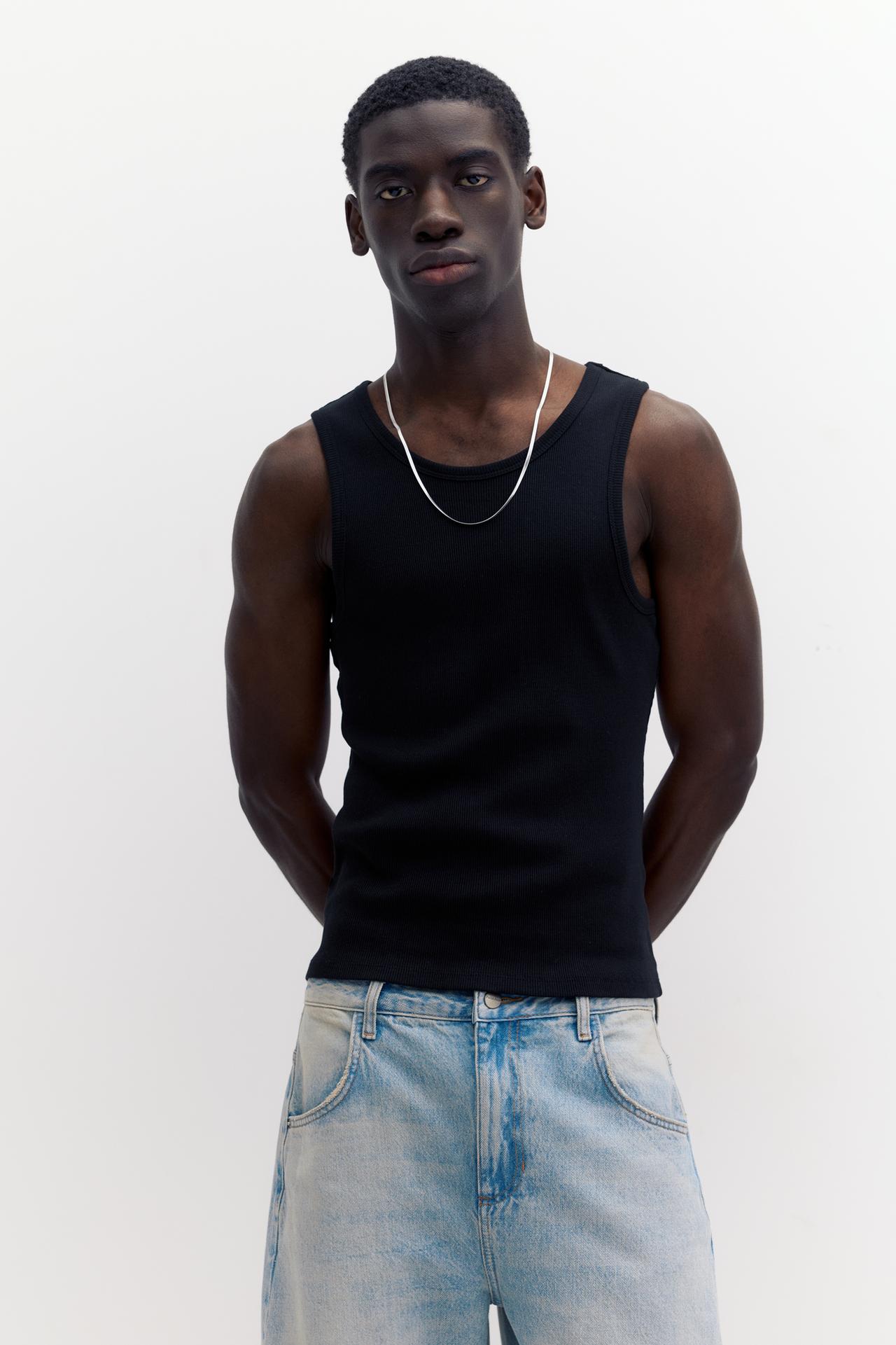 Ribbed tank top — Black