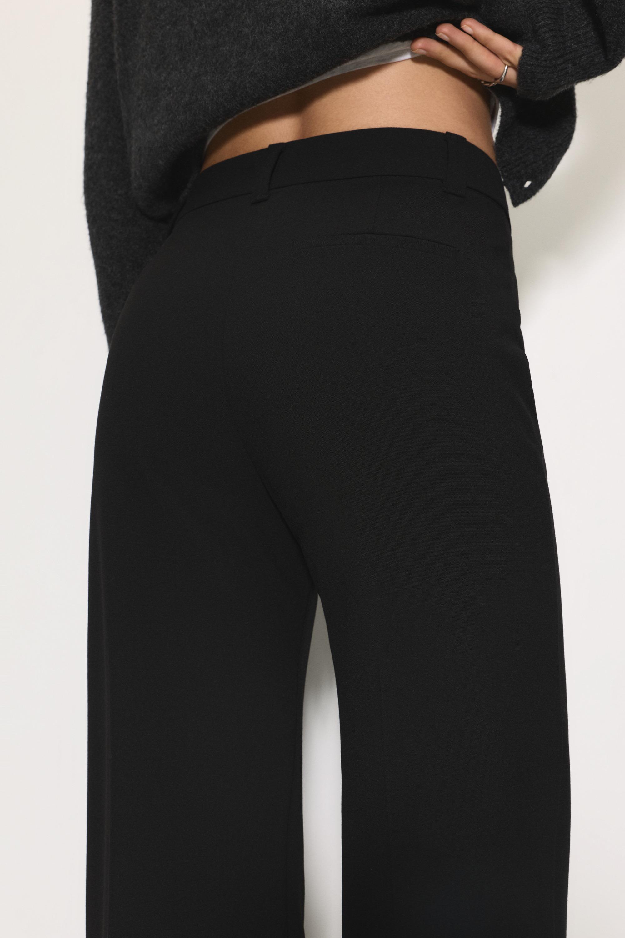 Smart high-waist straight-leg trousers — Black