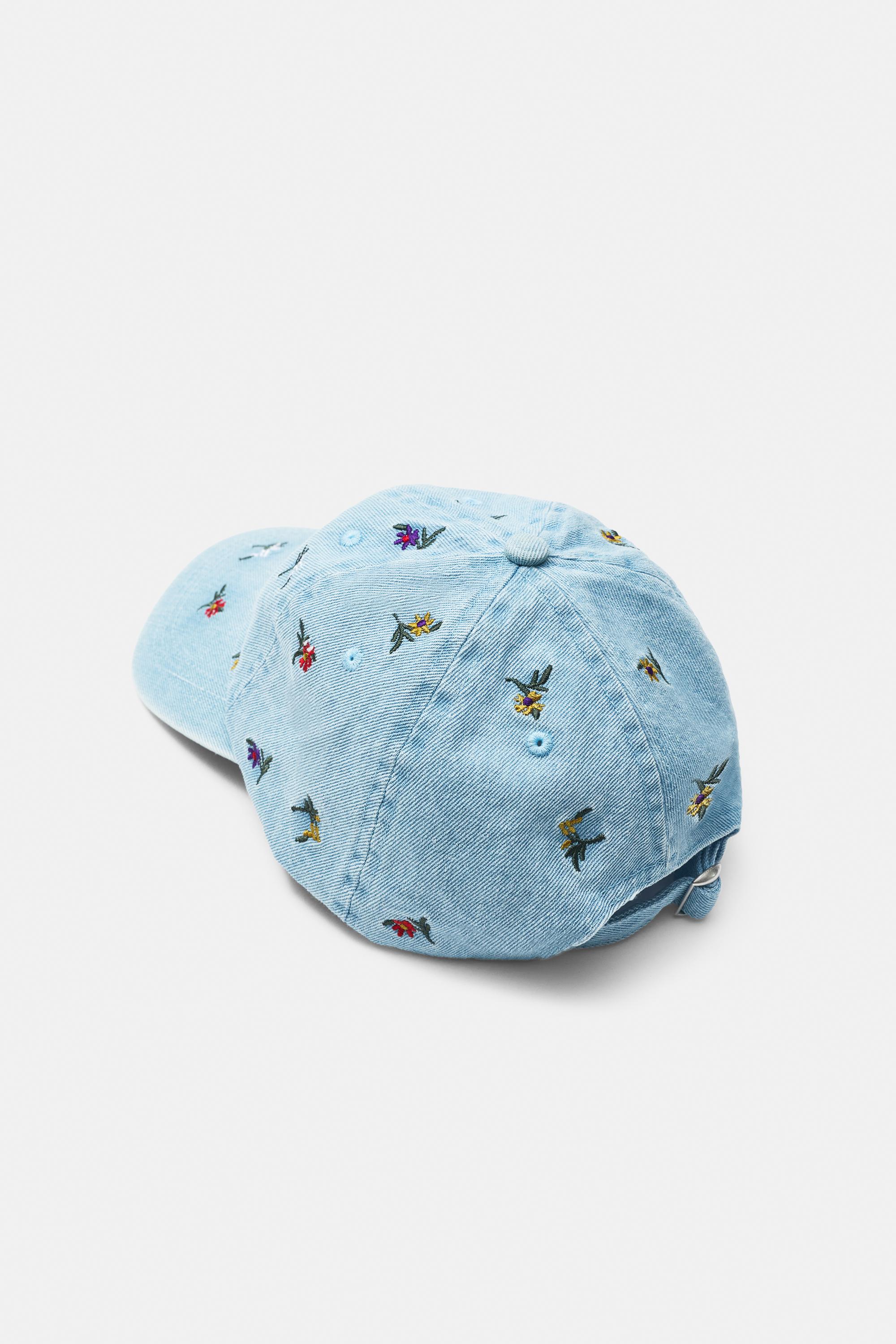 Embroidered floral cap — Black