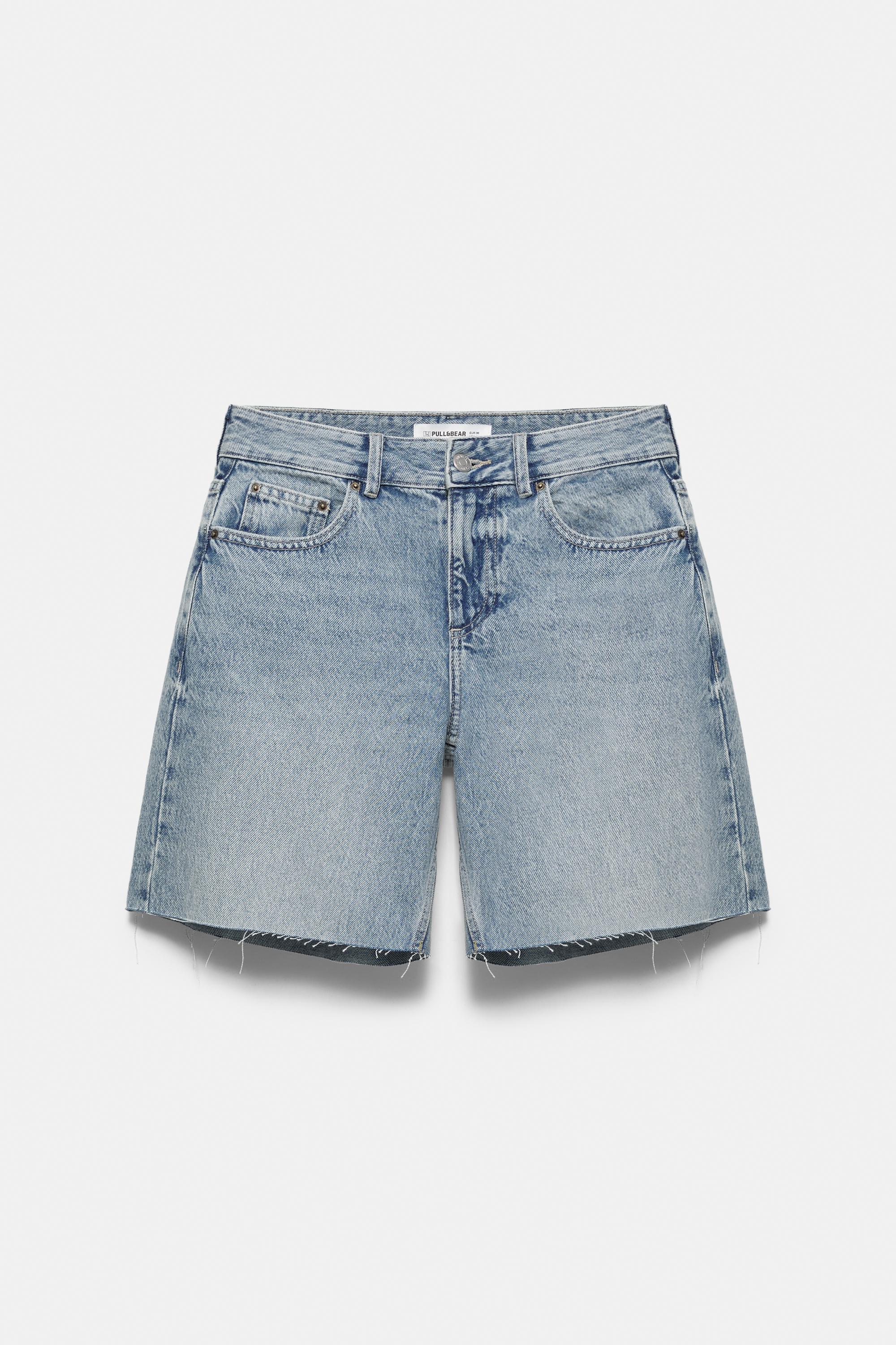 Low-rise denim Bermuda shorts — Pale blue