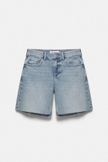 Low-rise denim Bermuda shorts — Pale blue 7