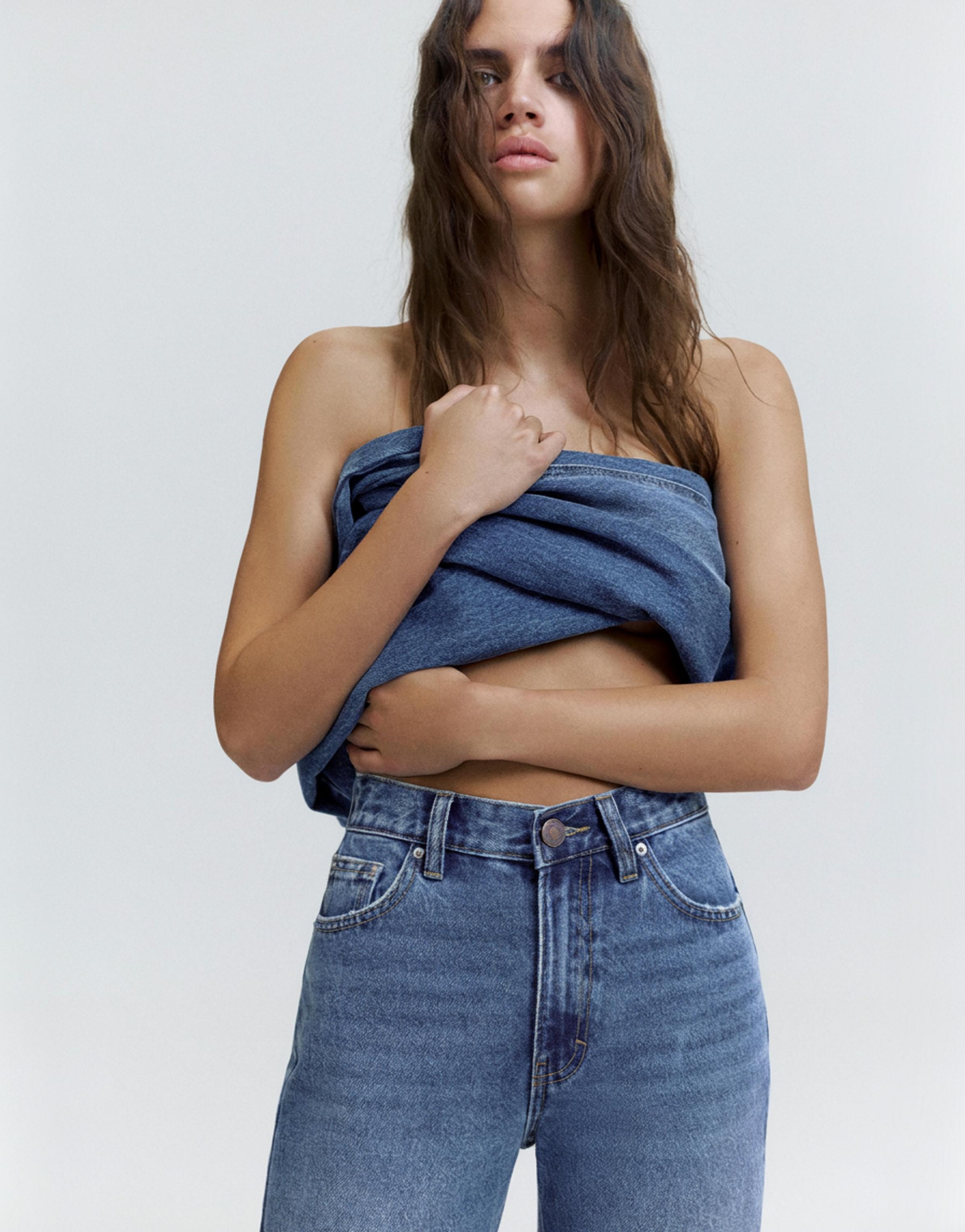 High-waist mom jeans — Dark blue