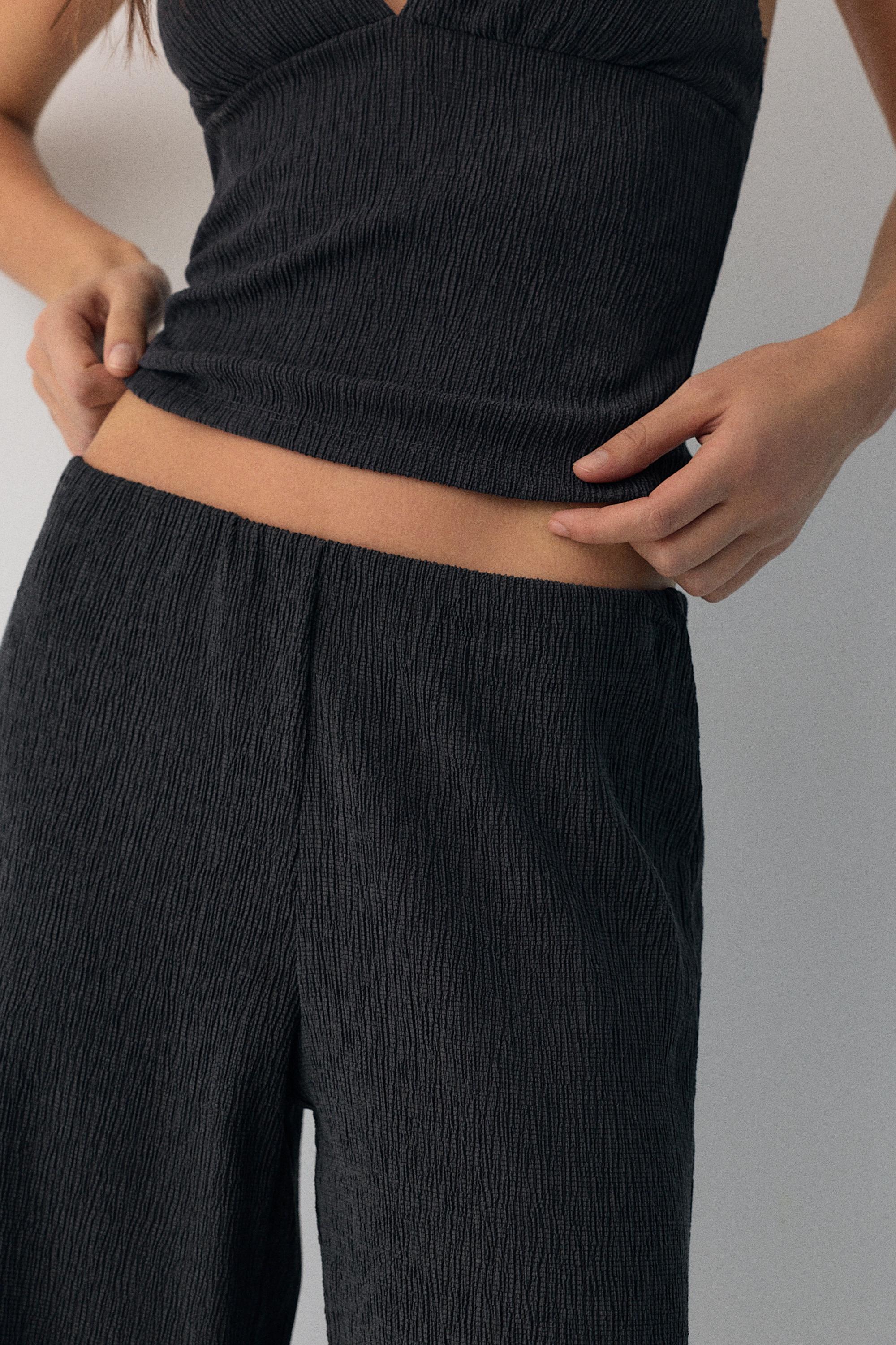Crepe straight-leg trousers — Petroleum