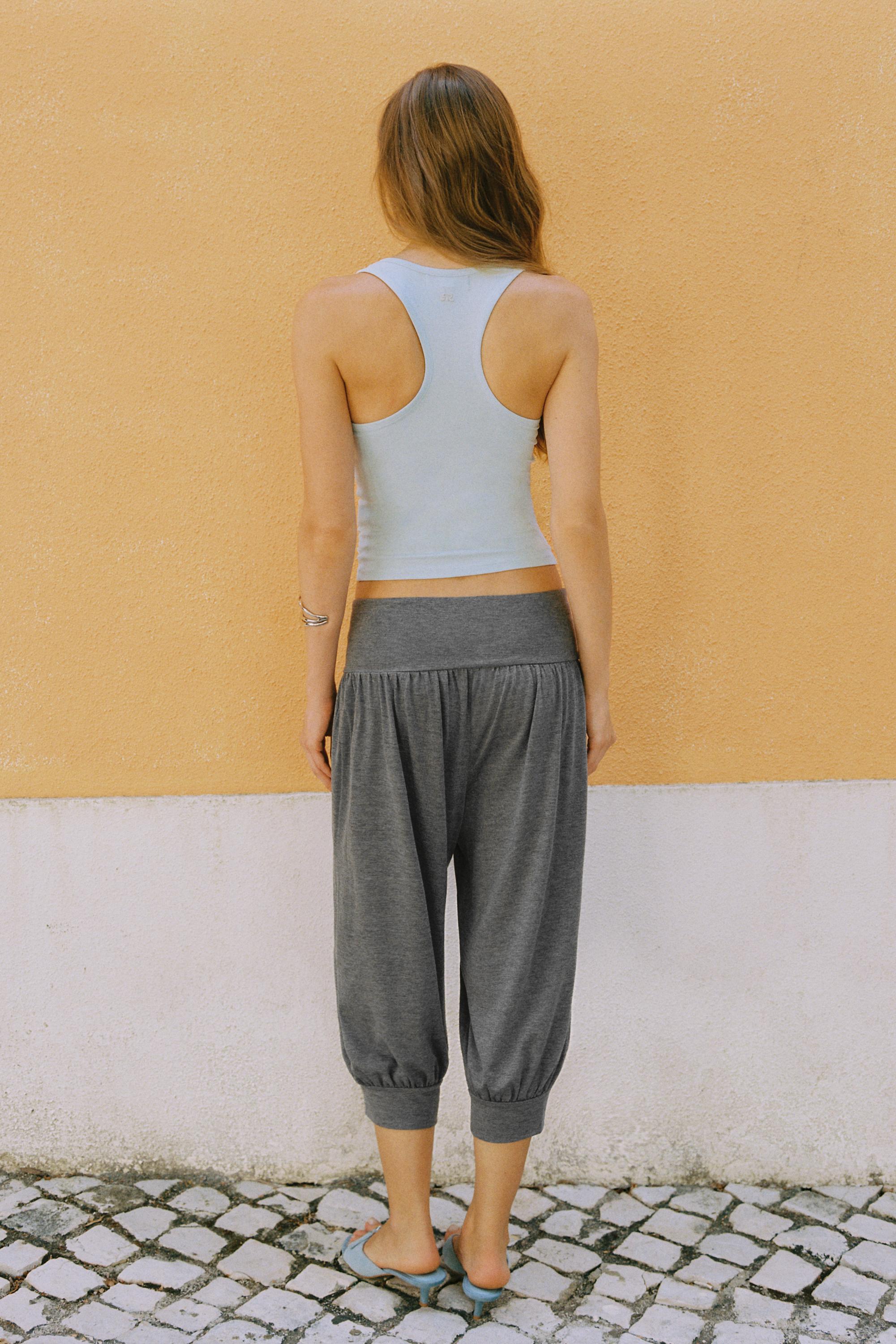 Cropped sarouel trousers — Grey marl
