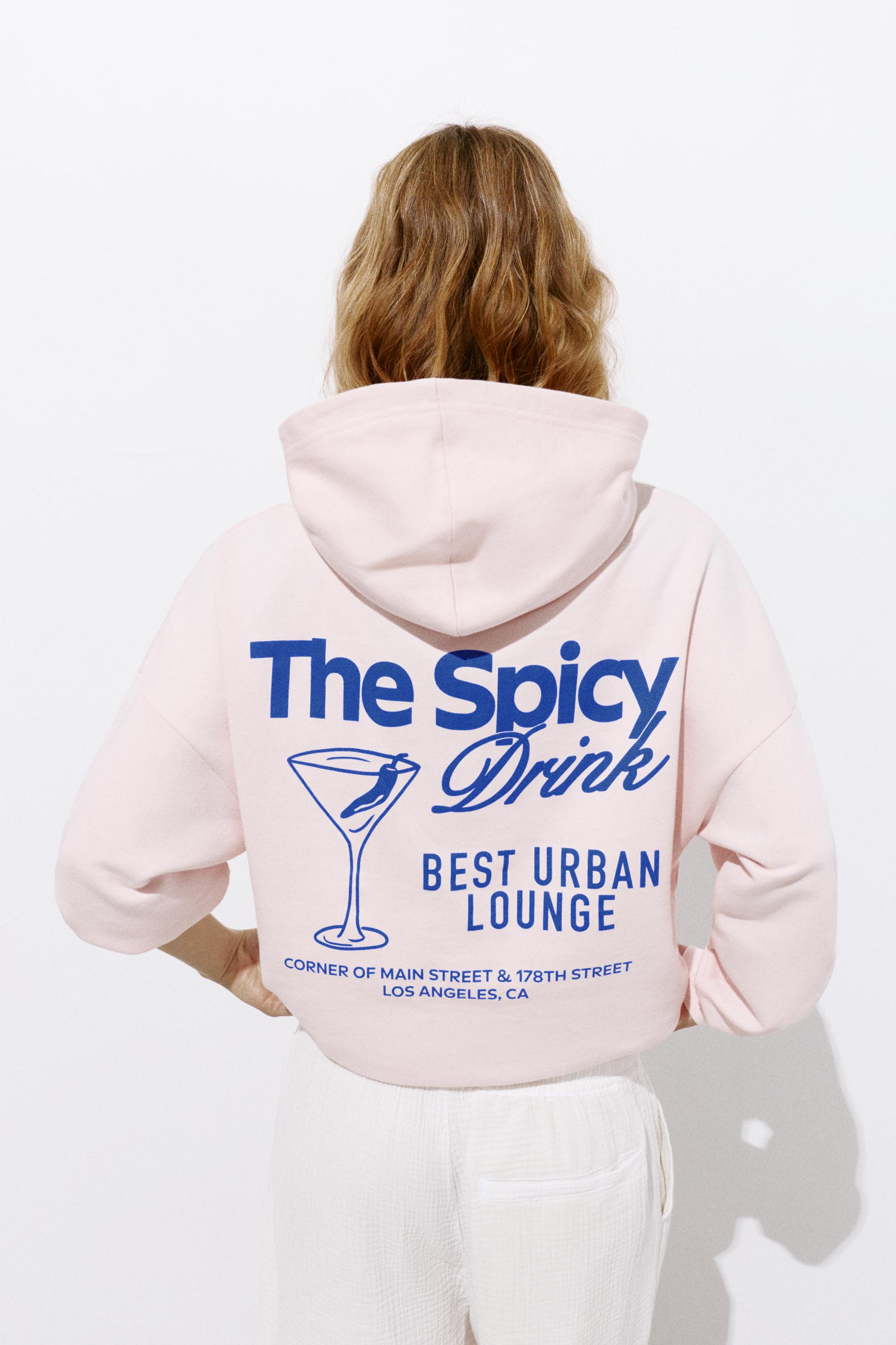Graphic cup hoodie — Pale pink