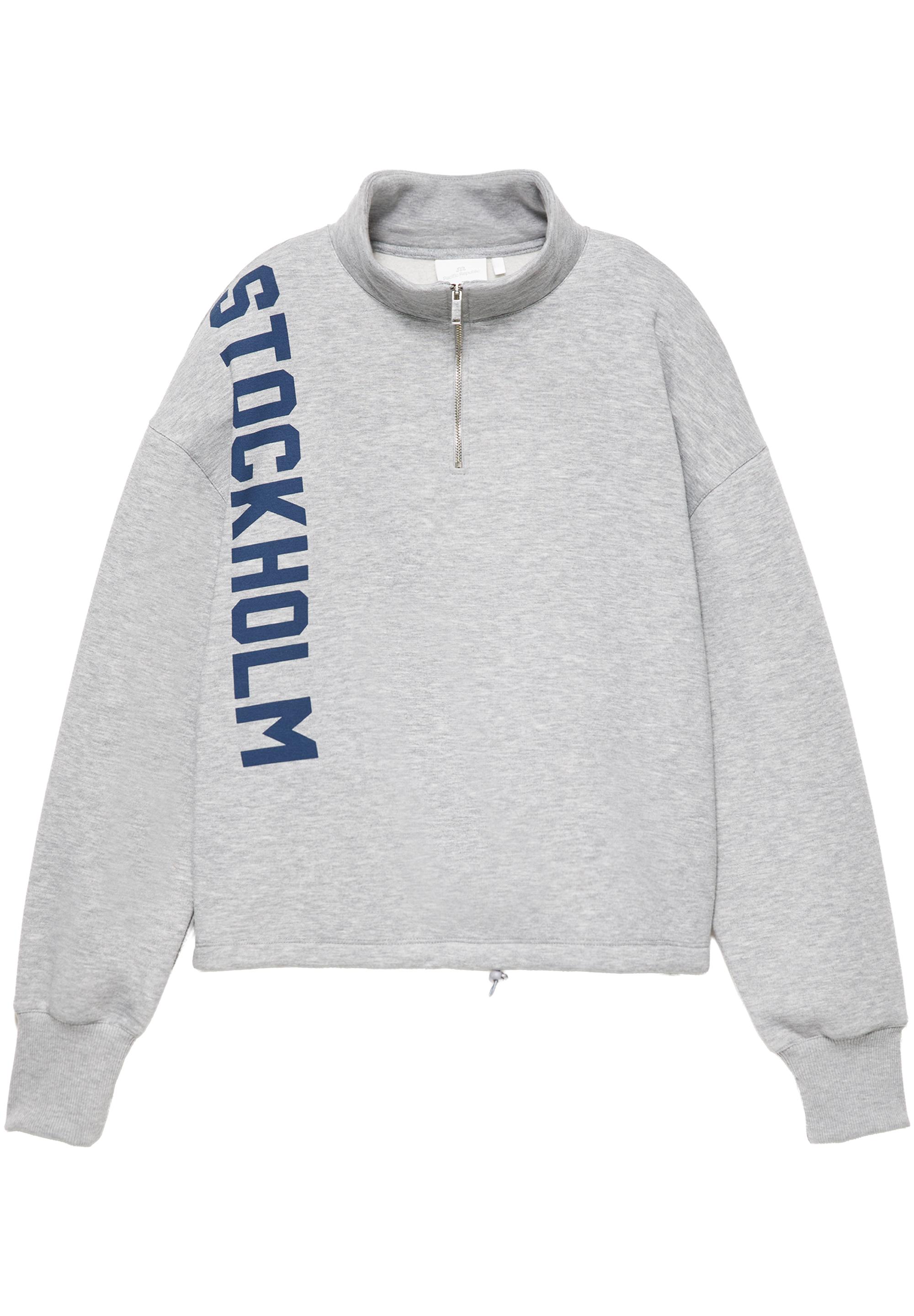 Stockholm quarter-zip sweatshirt — Grey marl