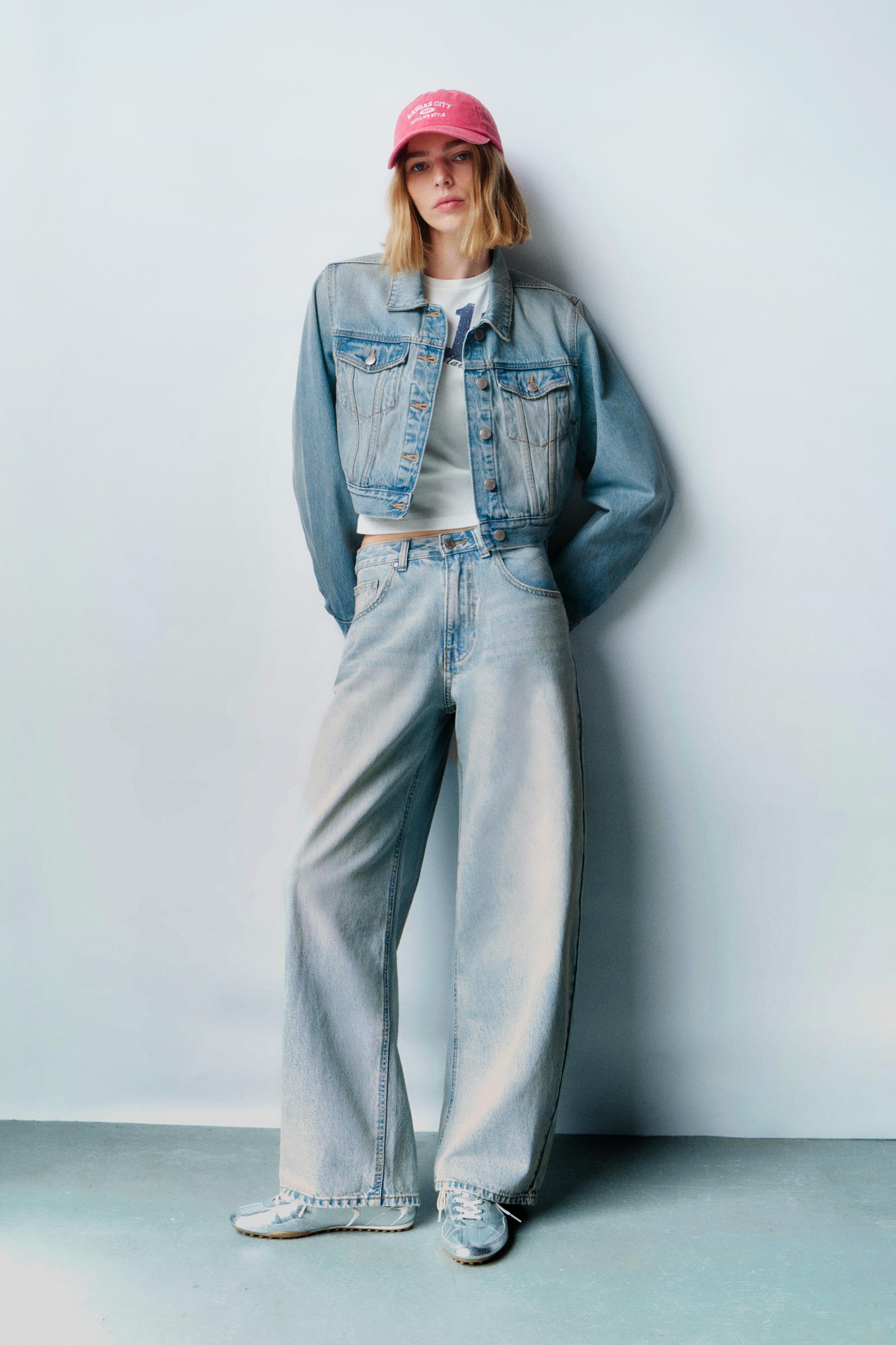 Cropped denim jacket — Pale blue