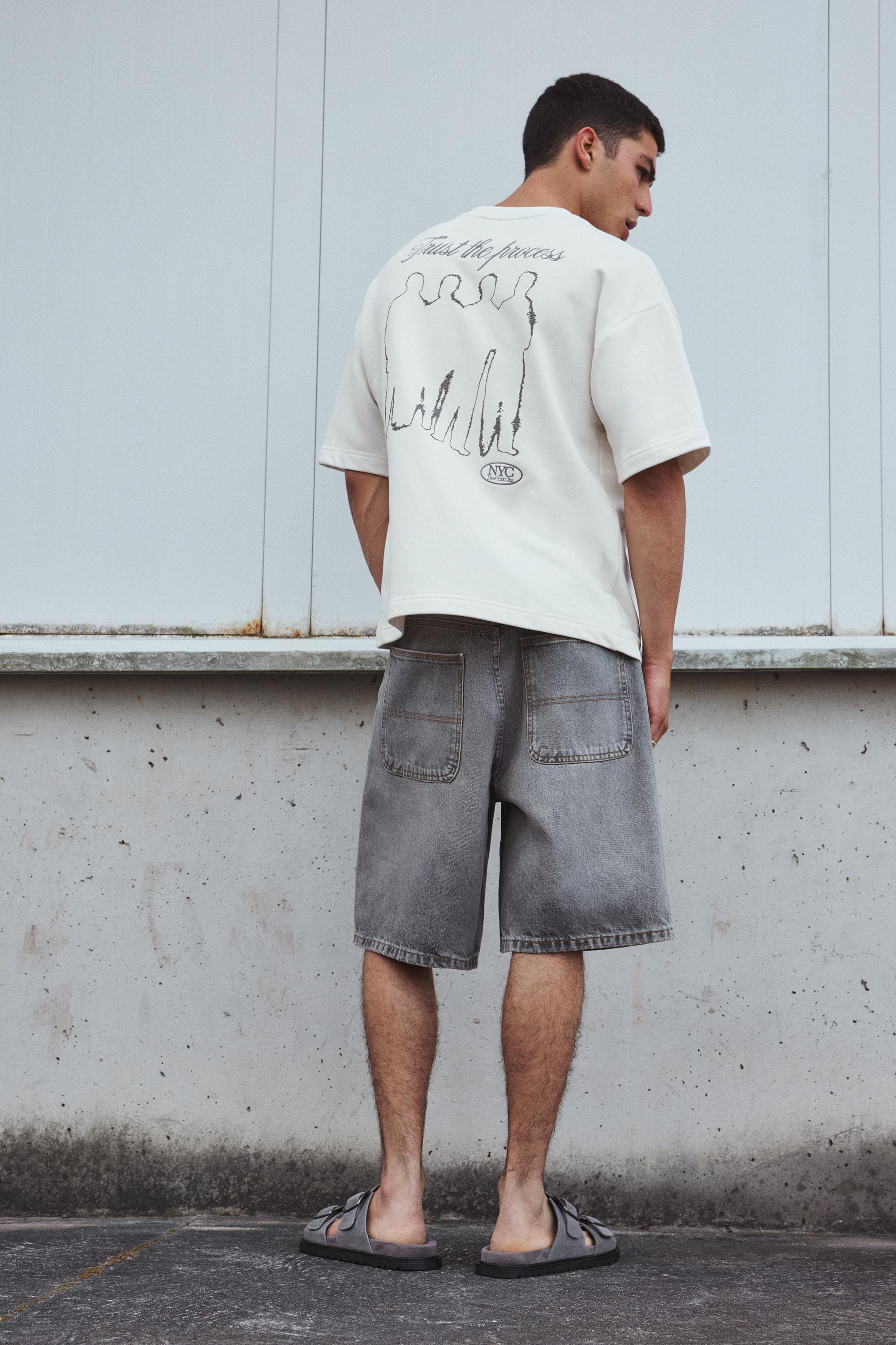 Nakışlı kısa kollu sweatshirt - Görsel 8