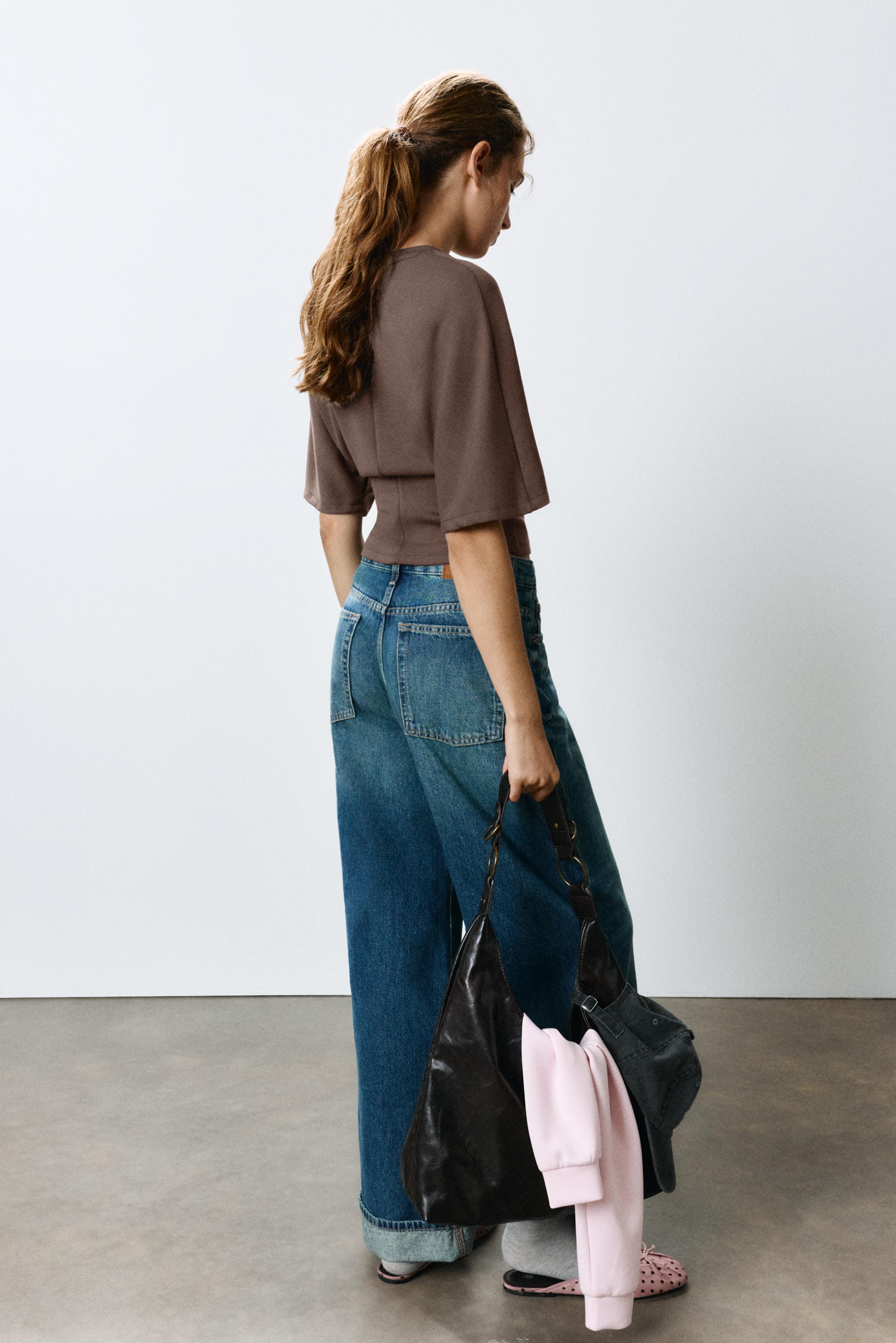 Modal batwing sleeve T-shirt — Brown