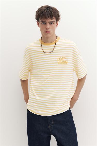STWD boxy striped T-shirt — Yellow 1