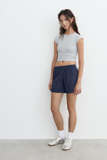 Sports shorts with side stripes — Dark navy 4
