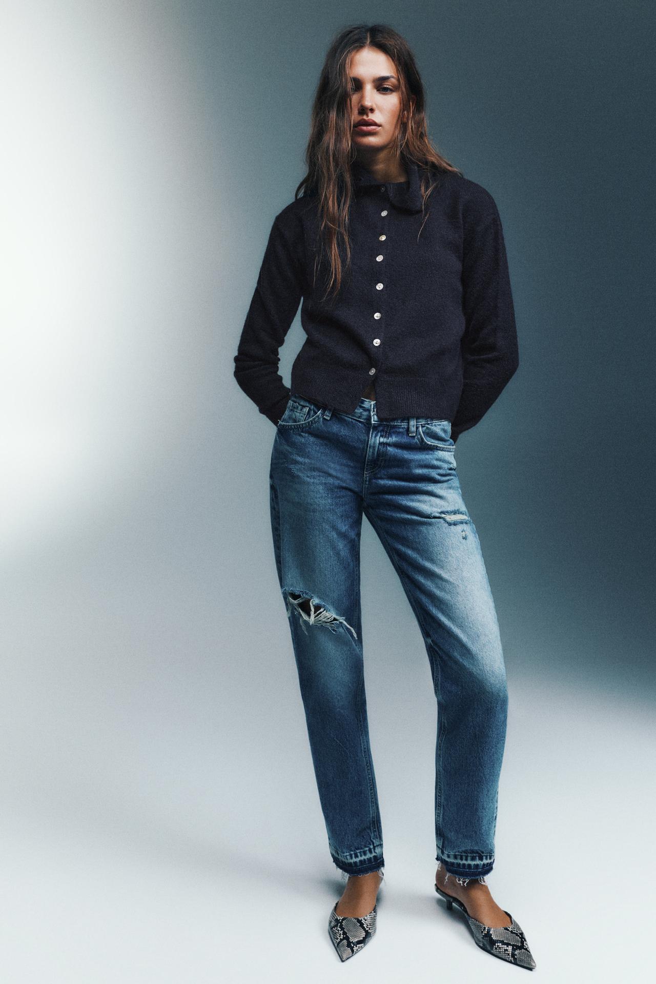High neck buttoned cardigan — Navy