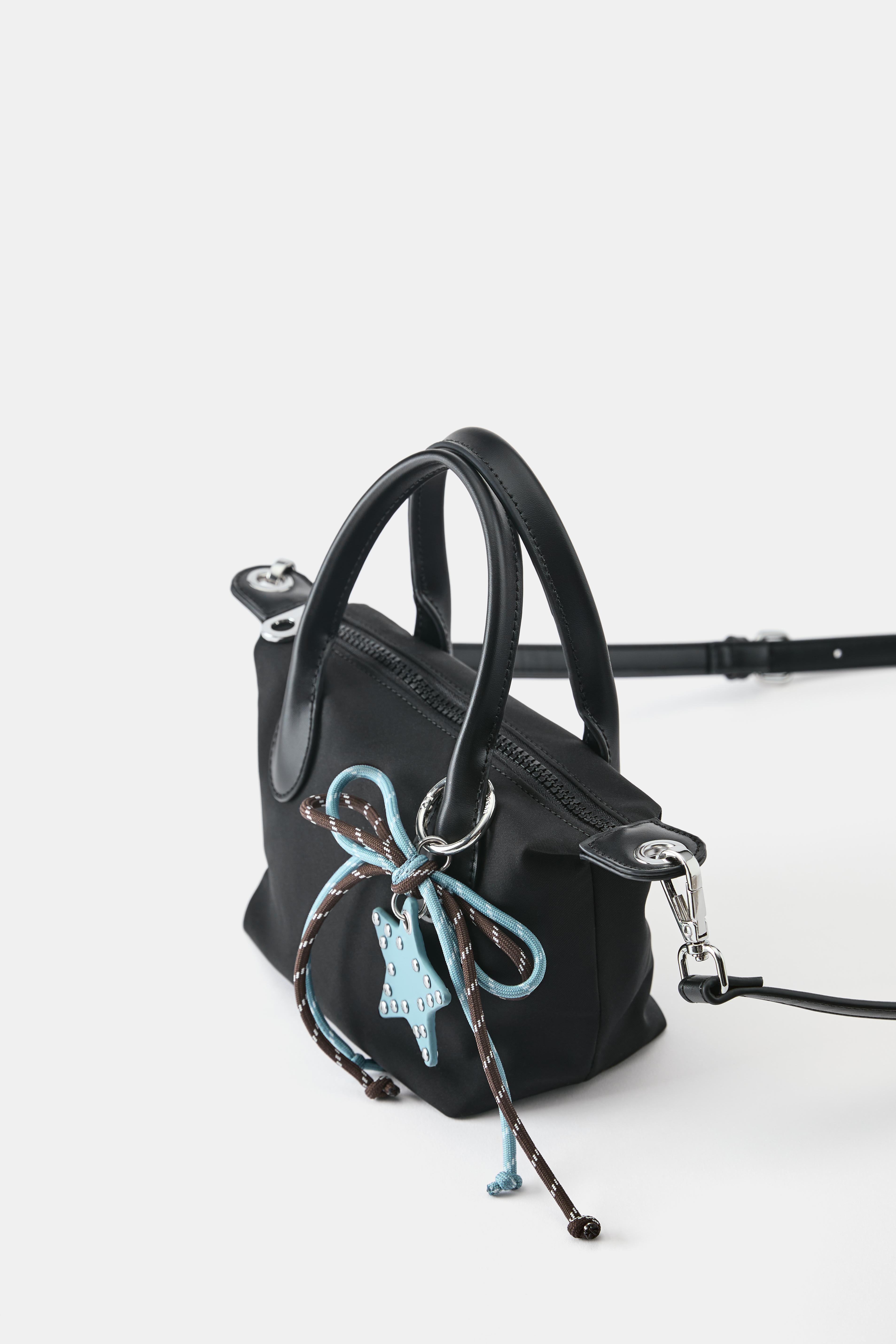 Embellished nylon crossbody bag — Black