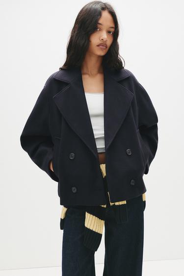 Manteau court drap de laine - pull&bear