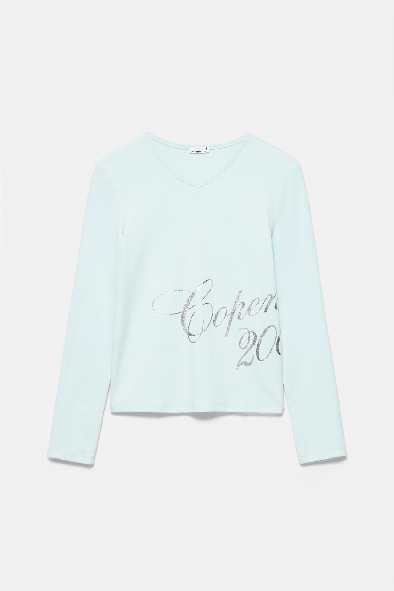 Foil graphic T-shirt — Pale blue