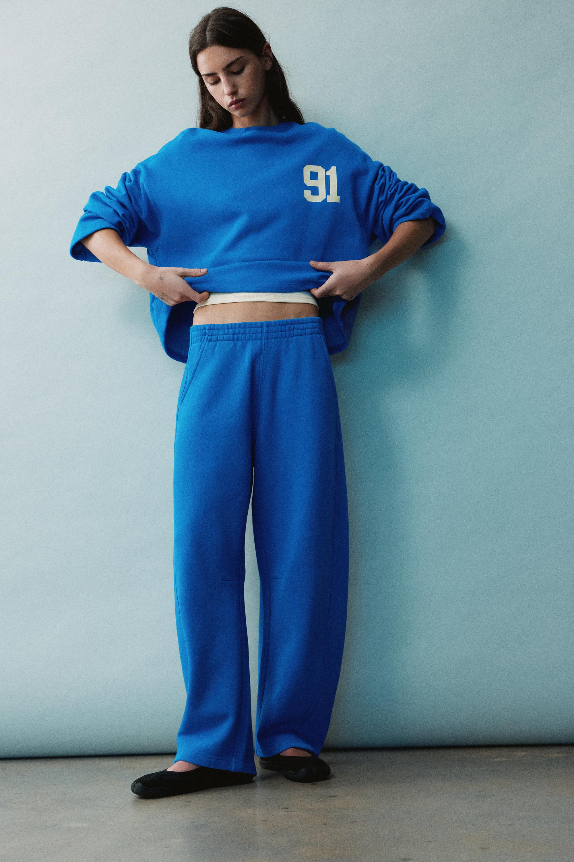 Barrel-leg joggers — Deep blue
