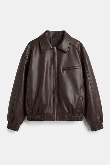 Leather effect dad jacket — Brown 6