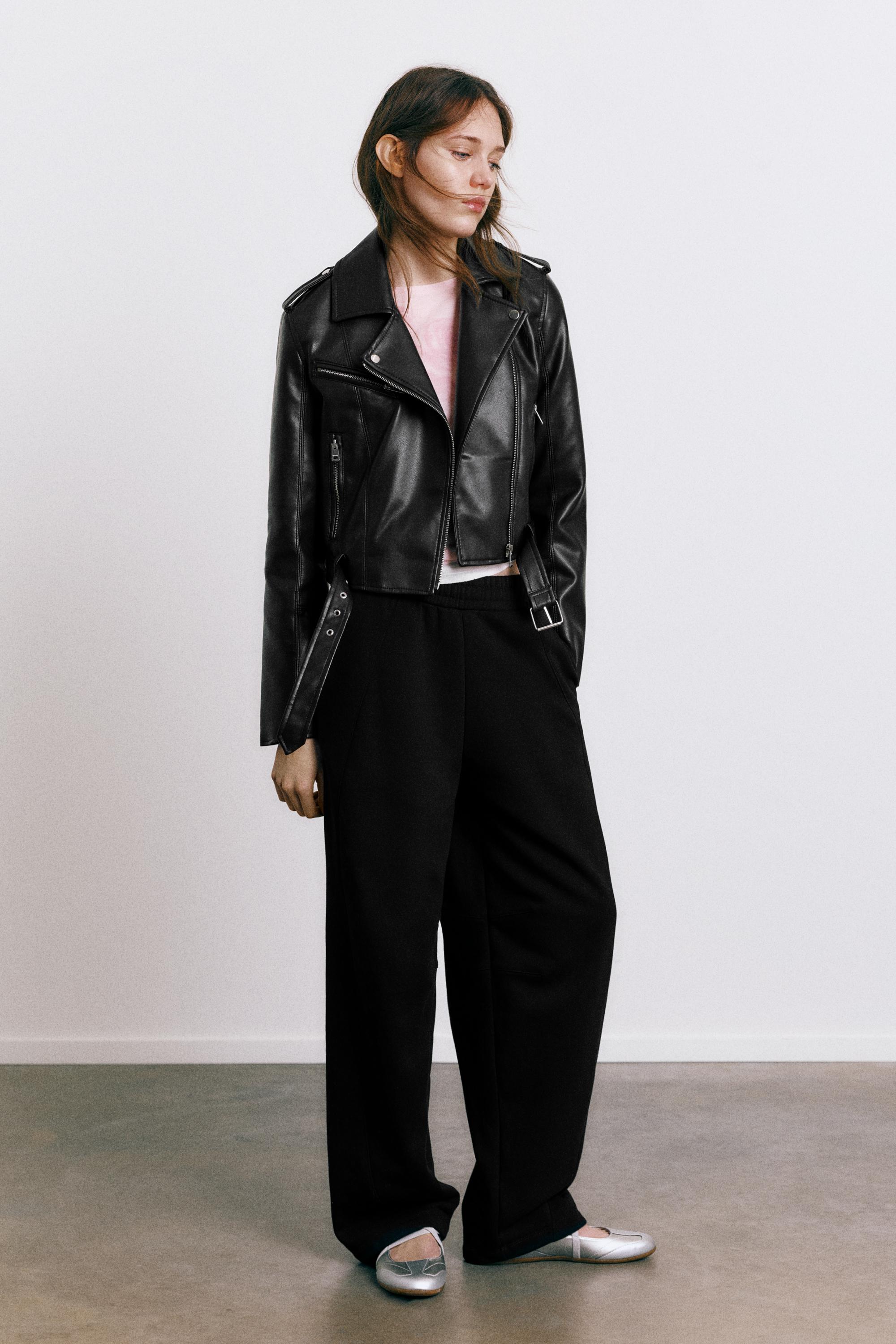 Leather effect biker jacket — Black