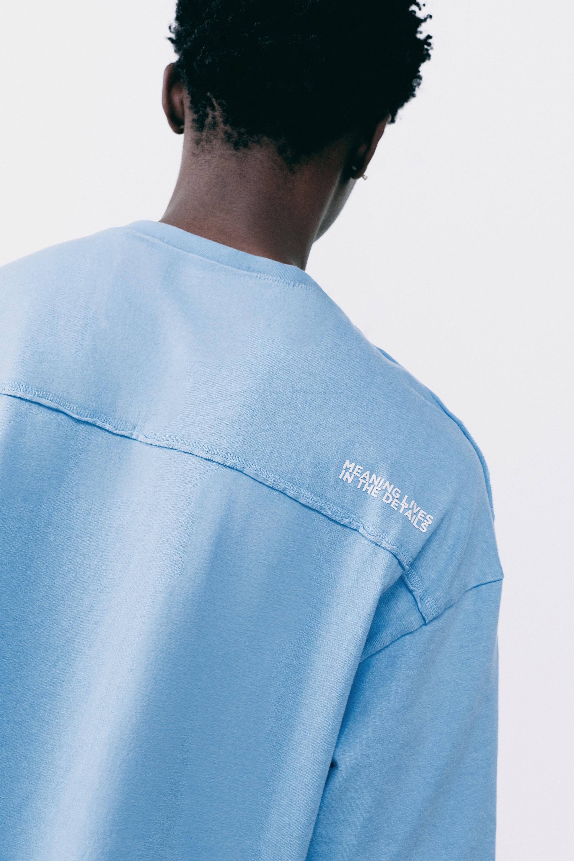 Relaxed fit overlock T-shirt — Medium blue