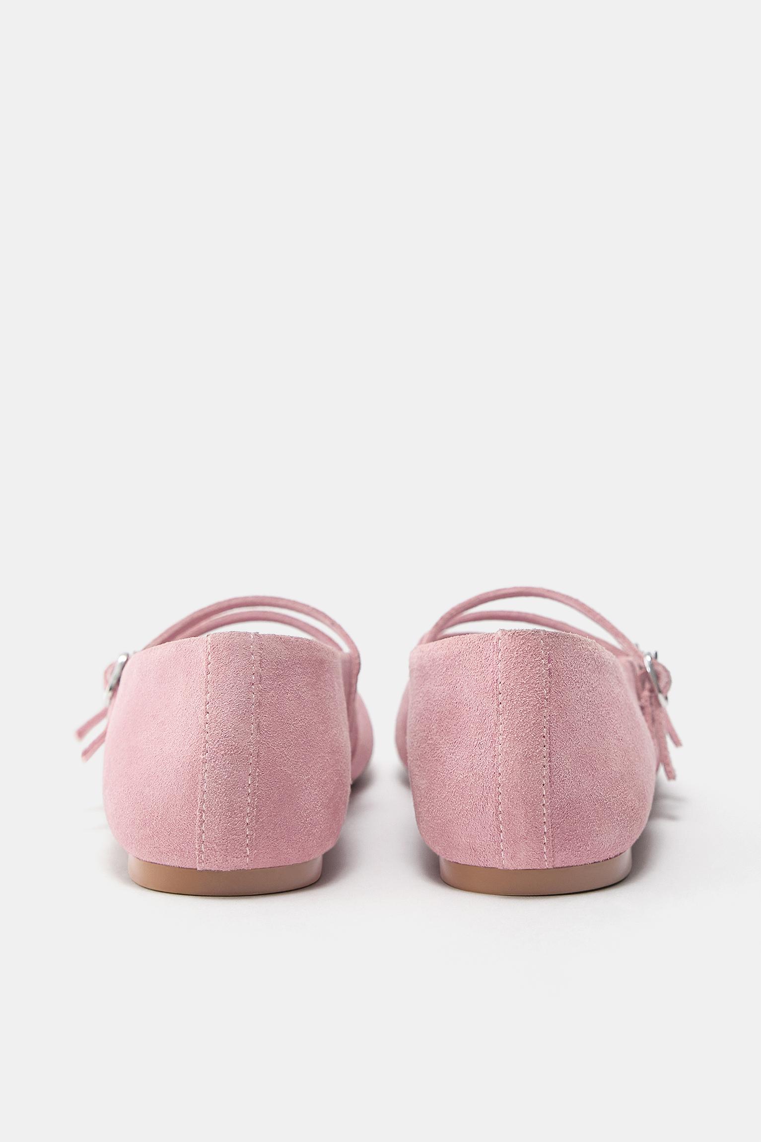 Leather strap ballerinas — Pink