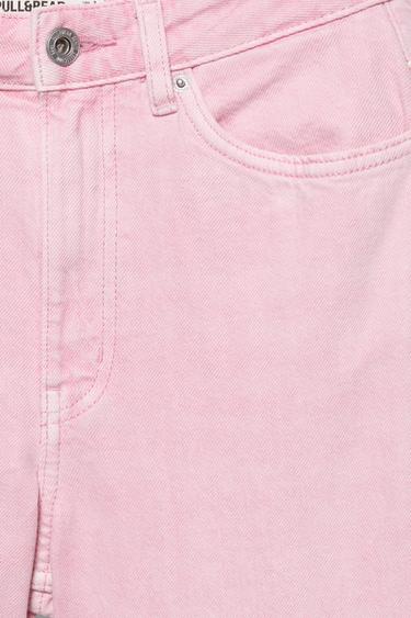 Baggy jeans with turn-up hems — Pink 9
