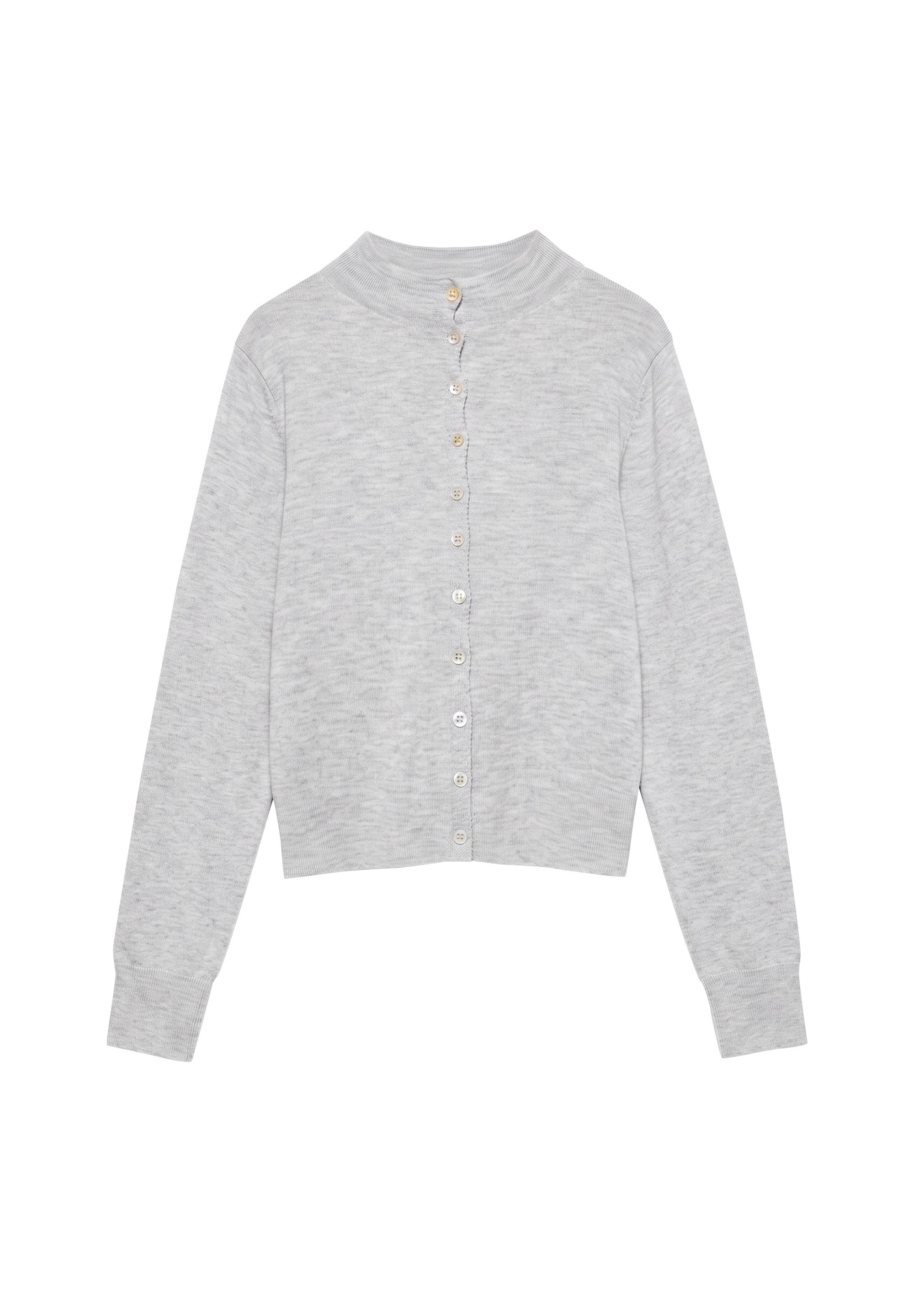 High-neck cardigan — Grey marl