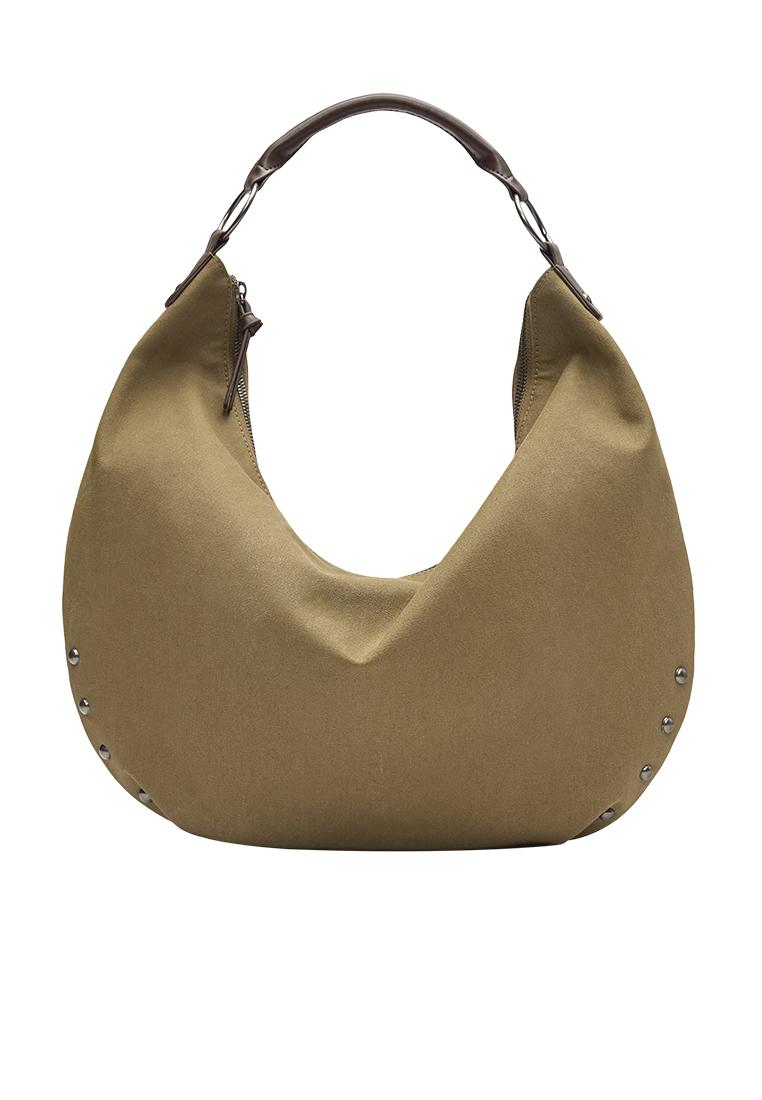 Ring stud tote bag — Beige