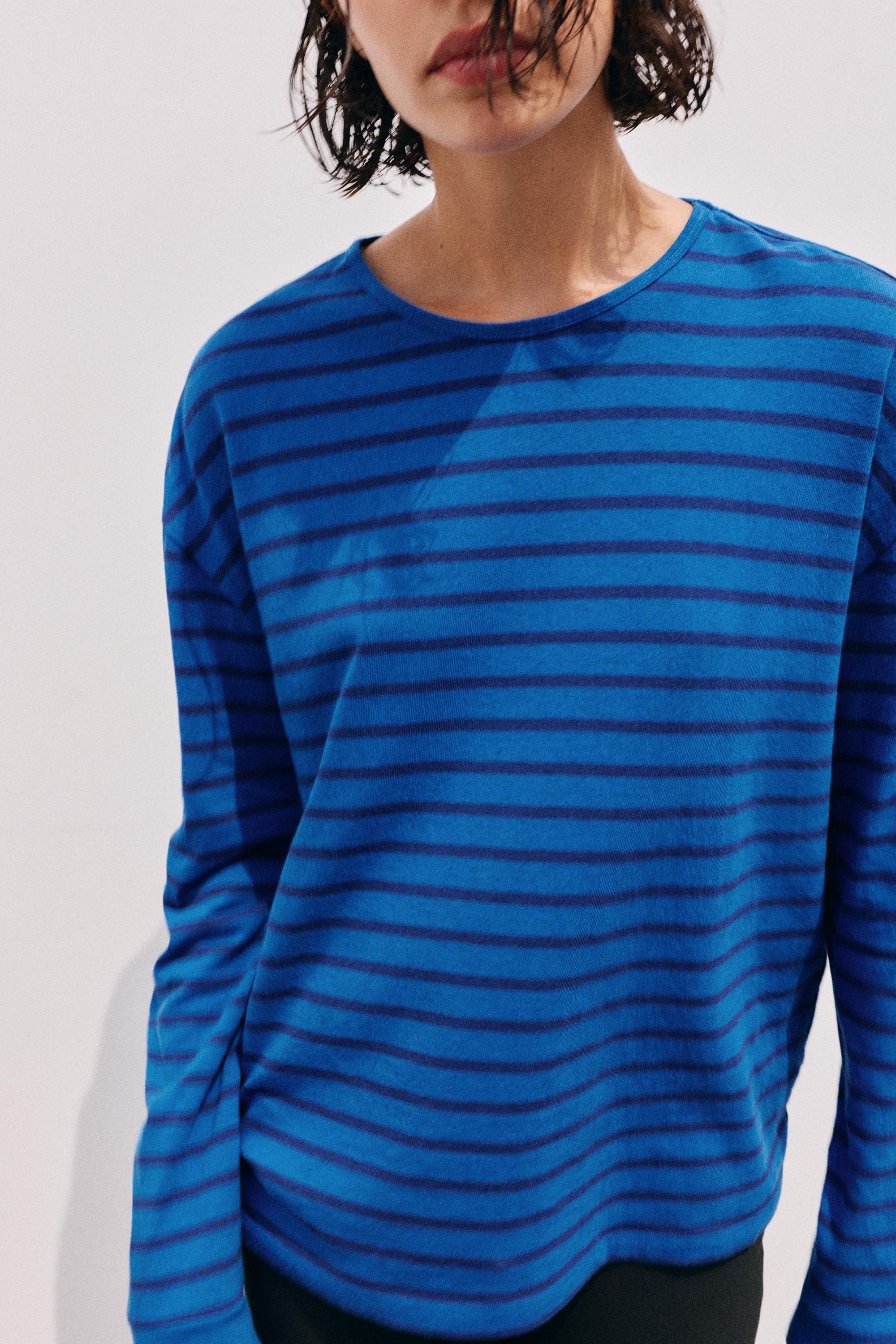 Oversize long sleeve striped T-shirt — Striped