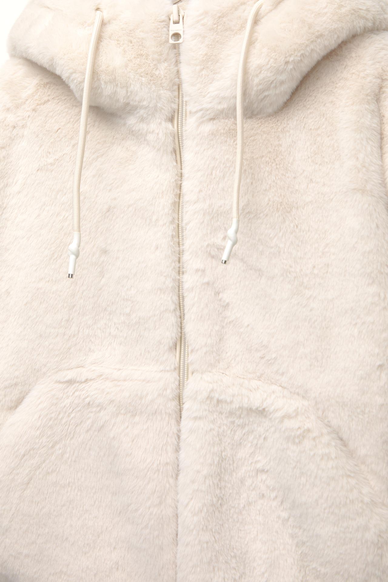 Faux fur hooded jacket — Ecru