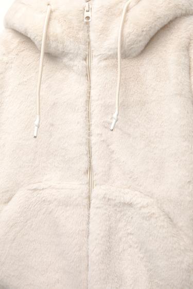 Faux fur hooded jacket — Ecru 3