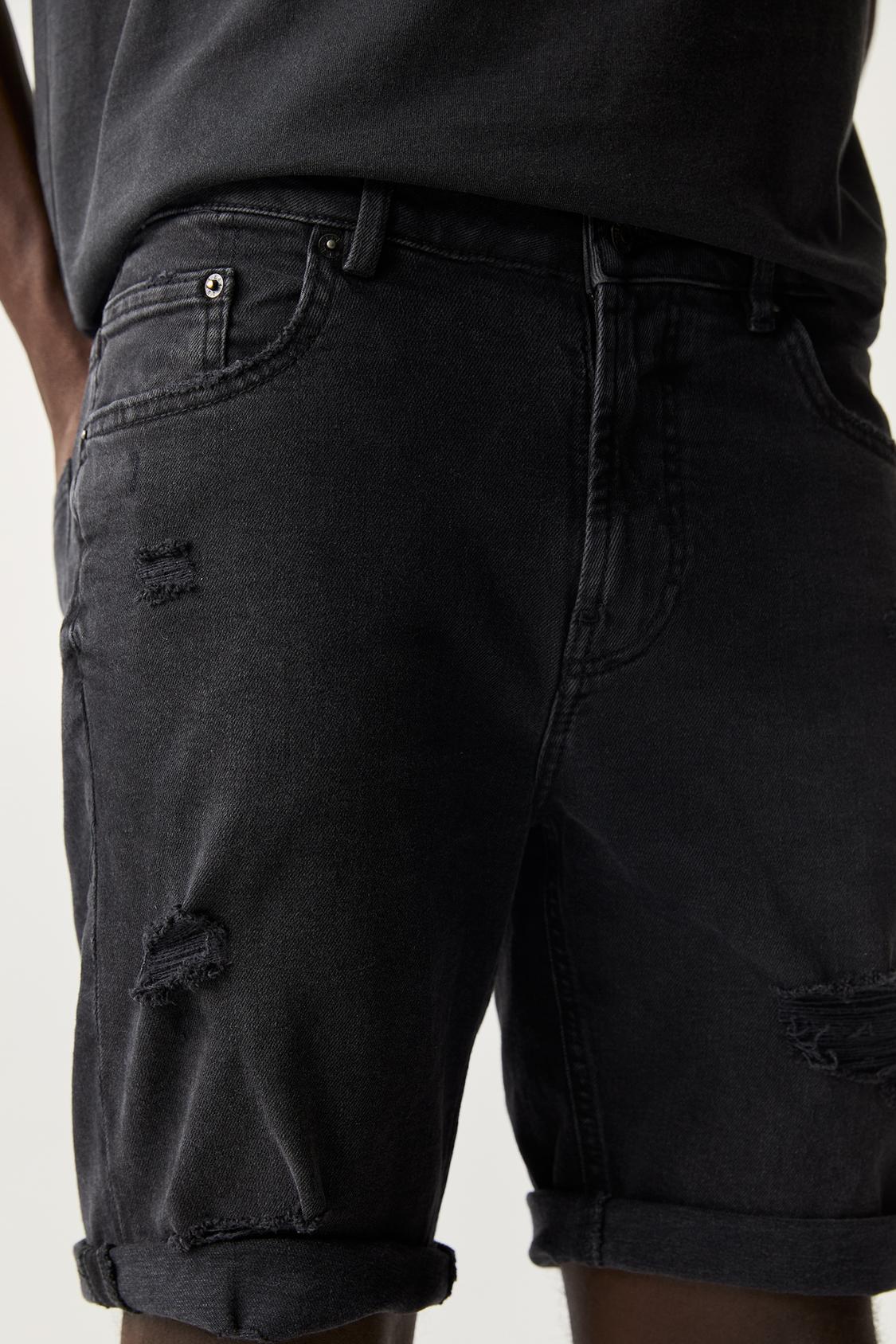 Farfetch Black Frayed Jean Shorts AMISH Frayed-Edge Denim Shorts