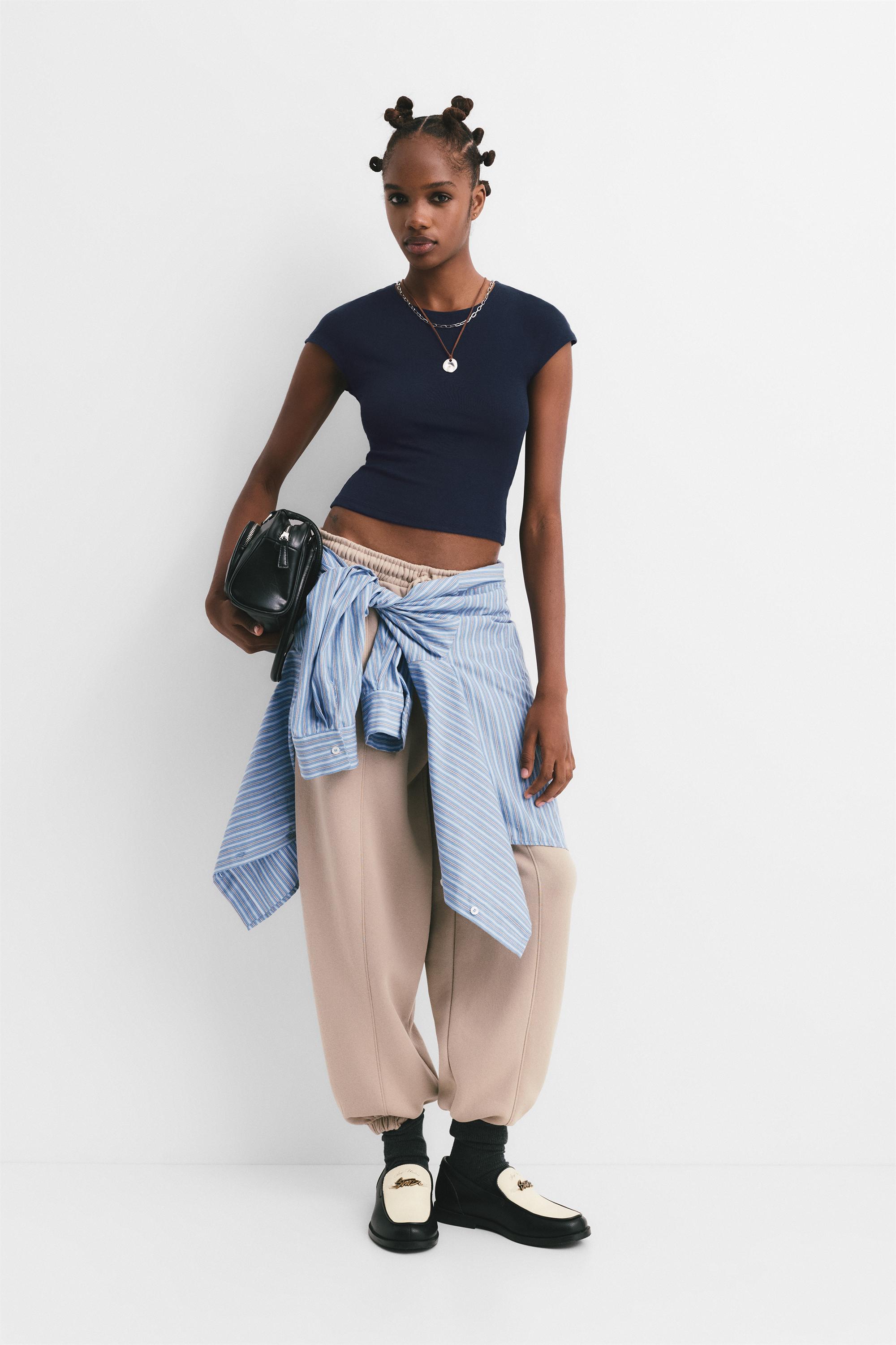 Dar Kesim Kısa Kollu Tişört - Görsel 83