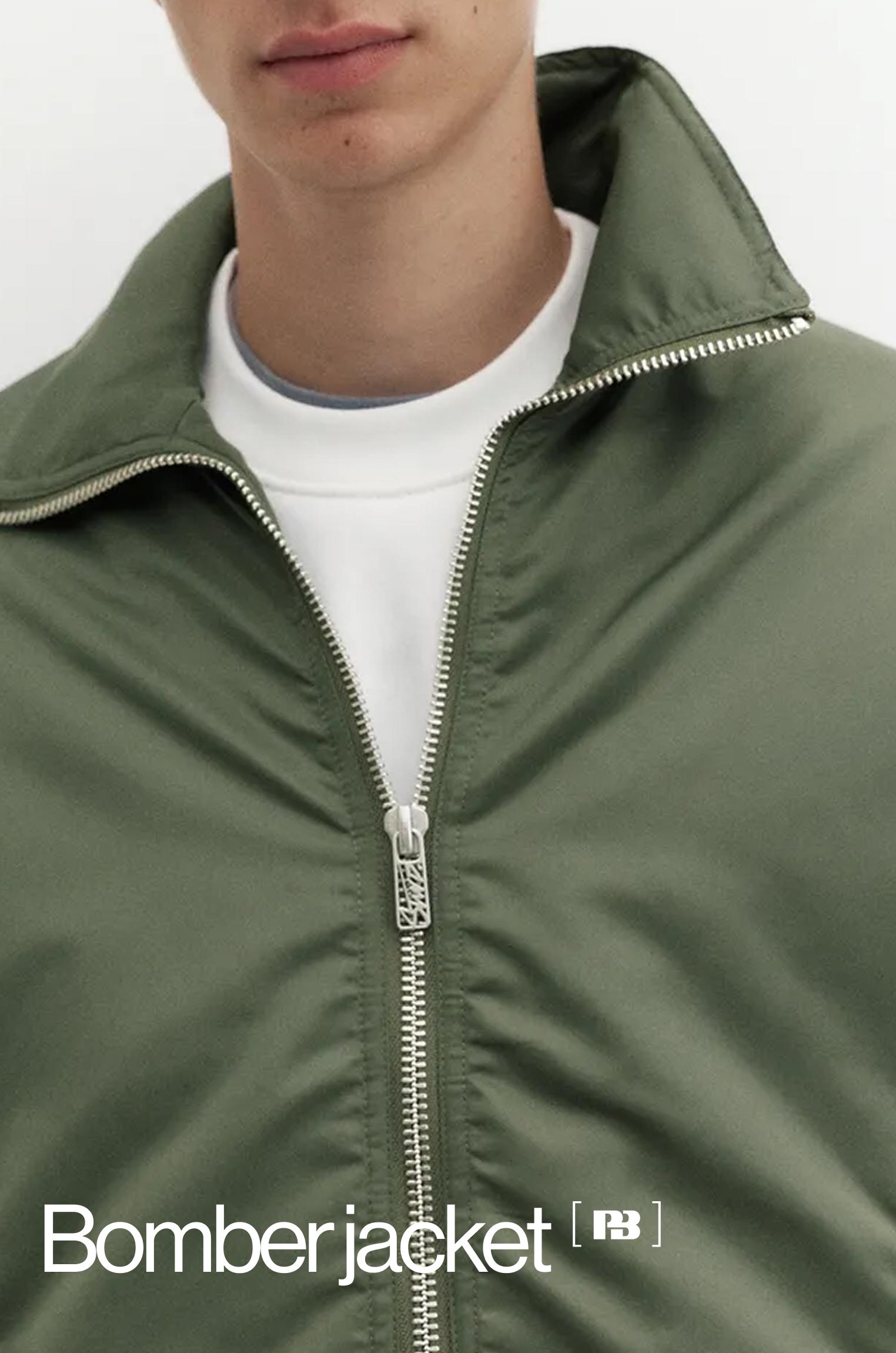 Shirt collar bomber jacket — Medium green