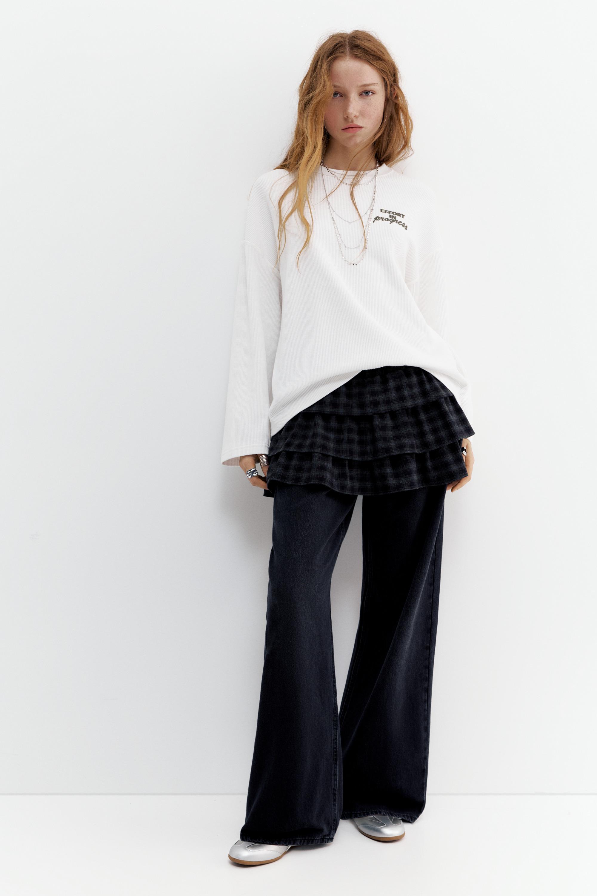 Uzun kollu yazılı tişört - Görsel 7