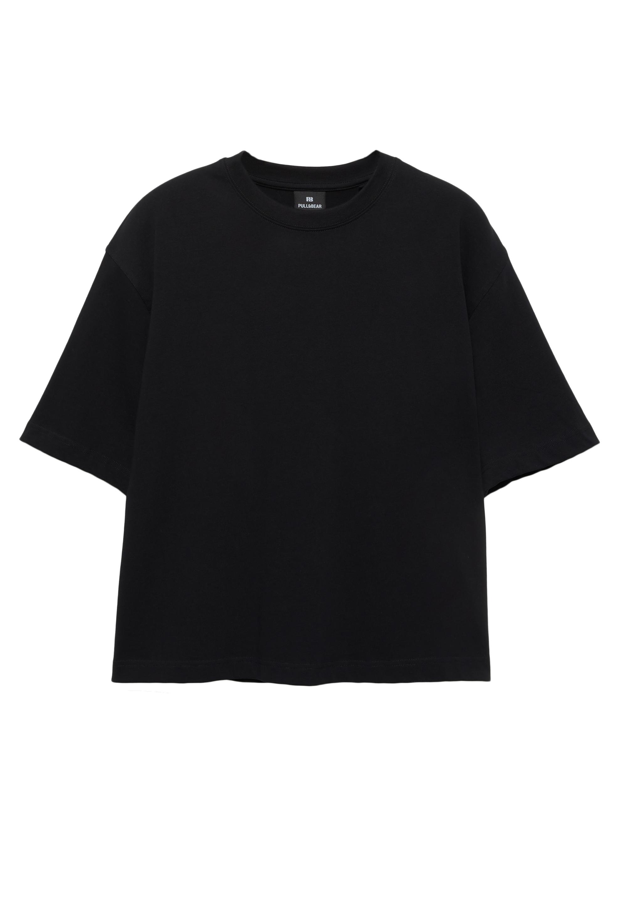 Cropped short sleeve T-shirt — Black