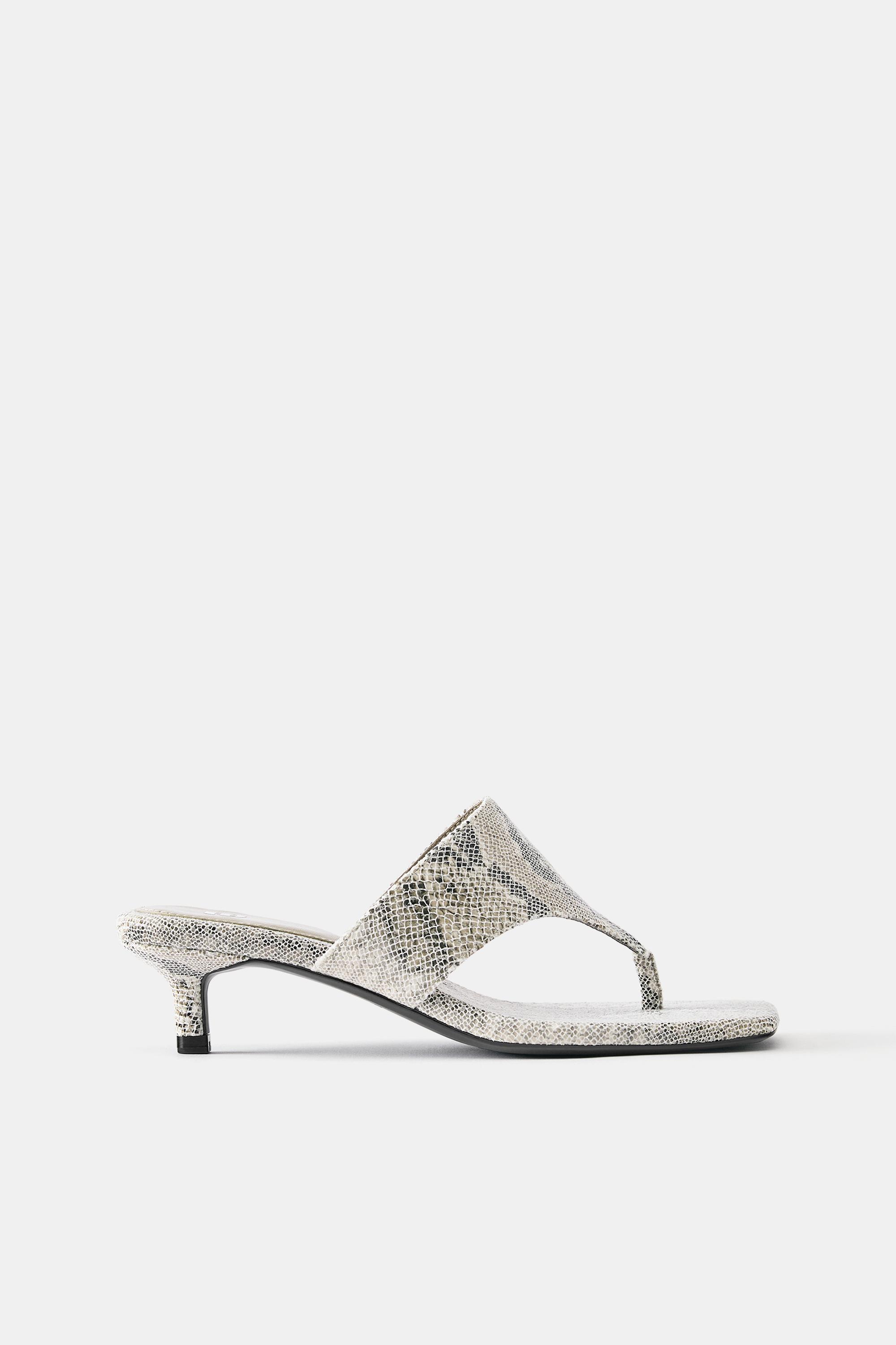 Snakeskin print high-heel sandals — Contrast