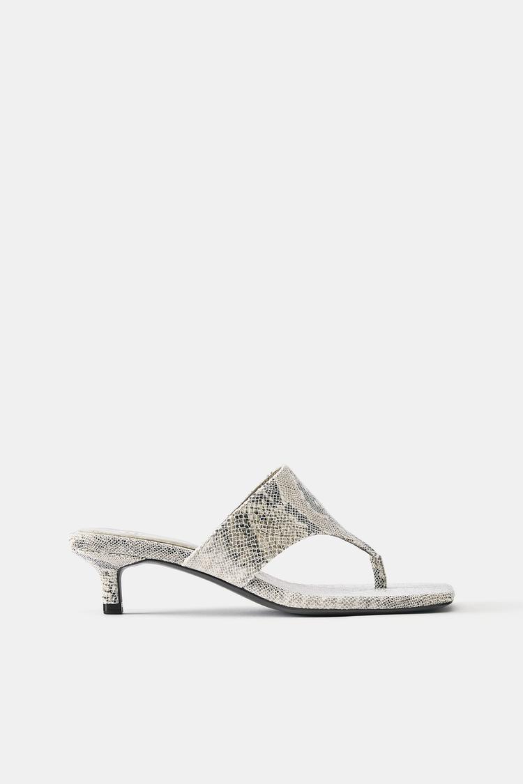 Snakeskin print high-heel sandals — Contrast