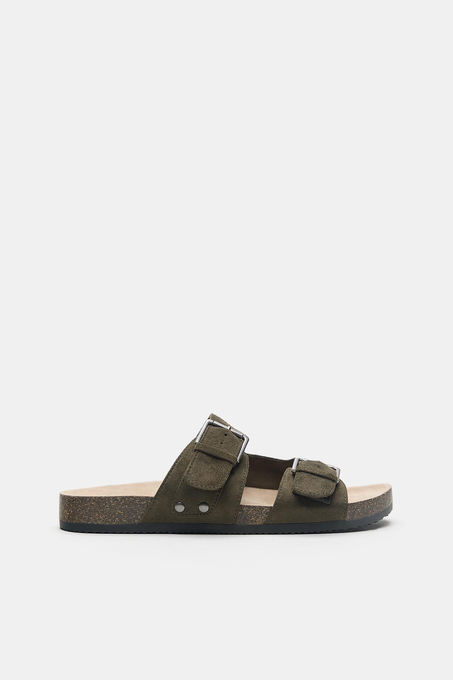 Buckled sandals — Khaki