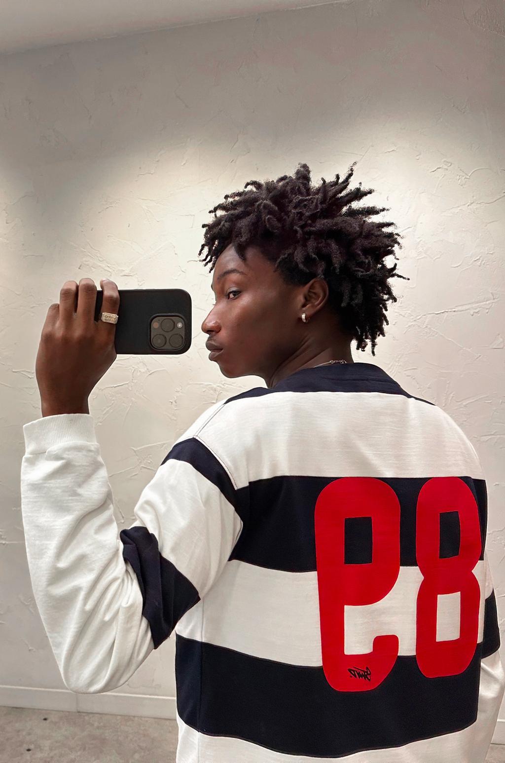 Body Pull&Bear Noir à Rayures Rouges Et Blanches - Taille M - Manches Longues - Coton - Neuf Avec étiquette