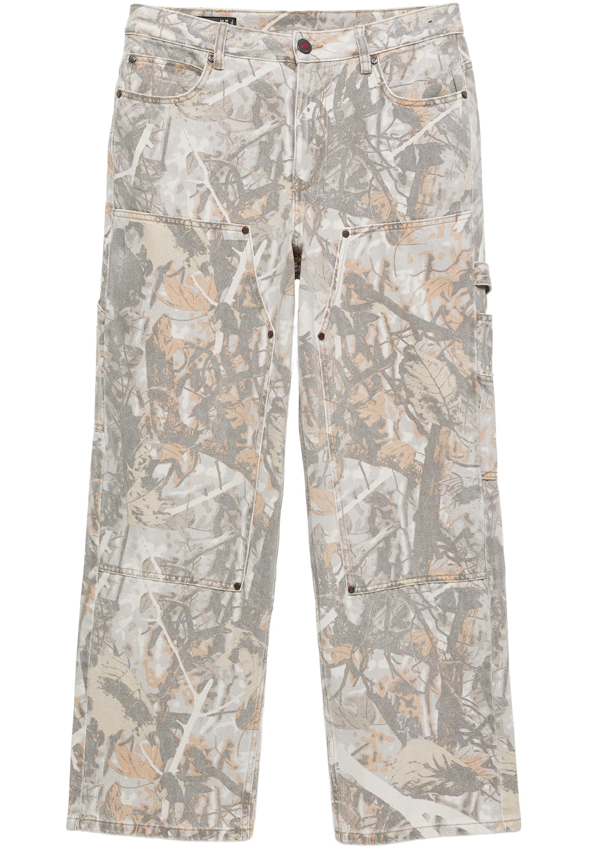 Printed worker trousers — Ecru/Black