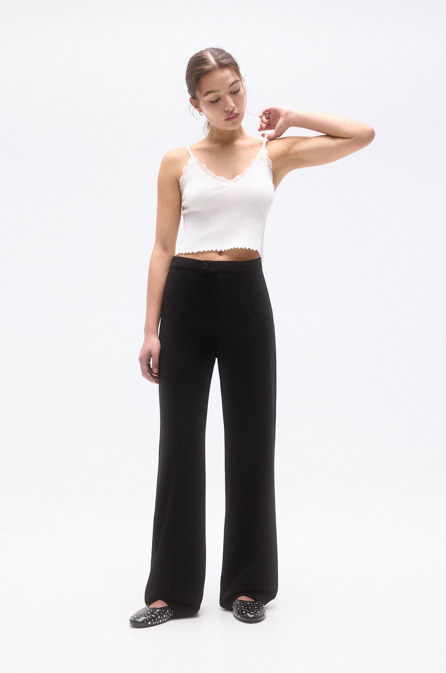 Straight-leg darted trousers — Black