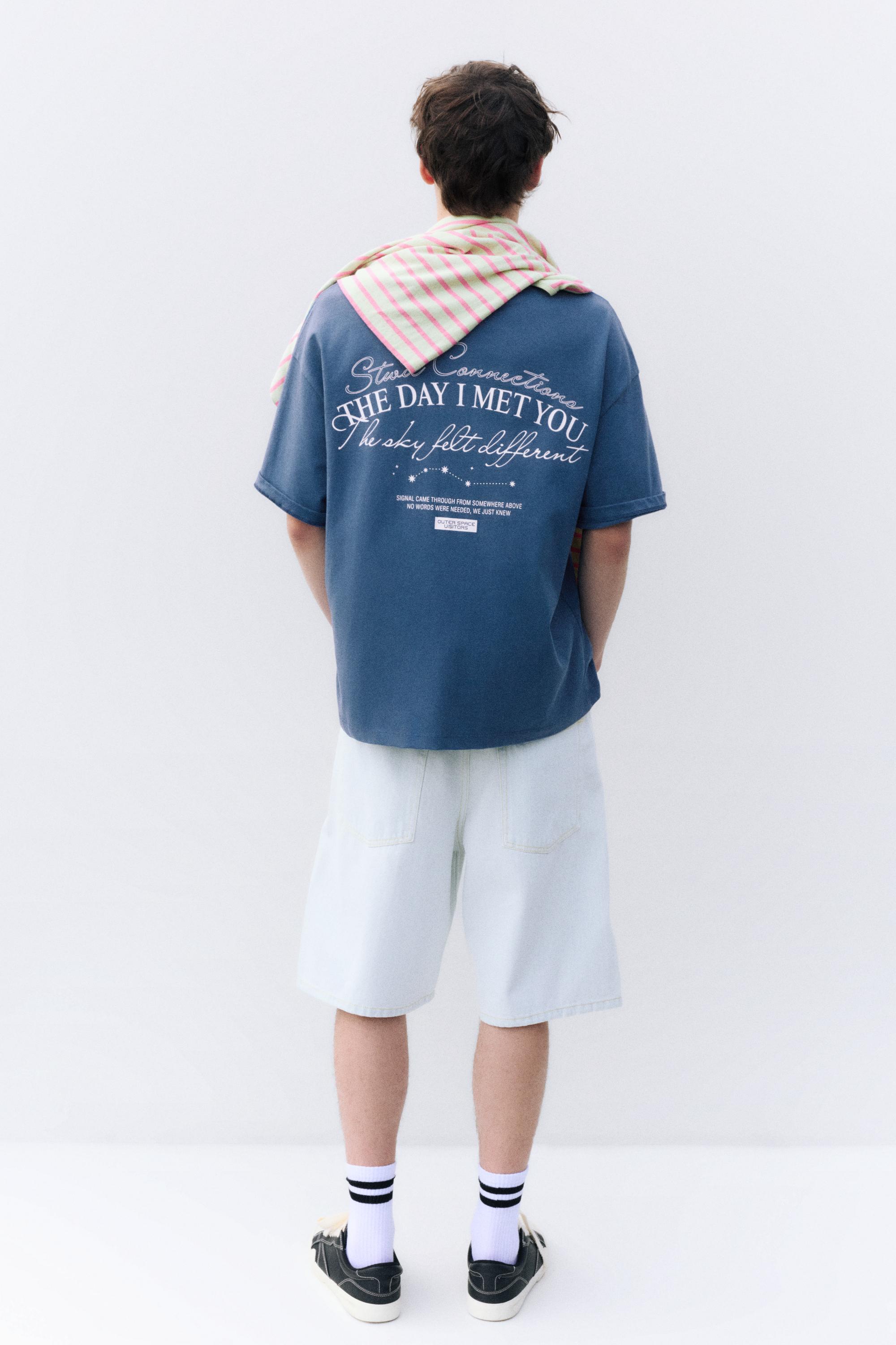 Boxy-fit graphic T-shirt — Navy