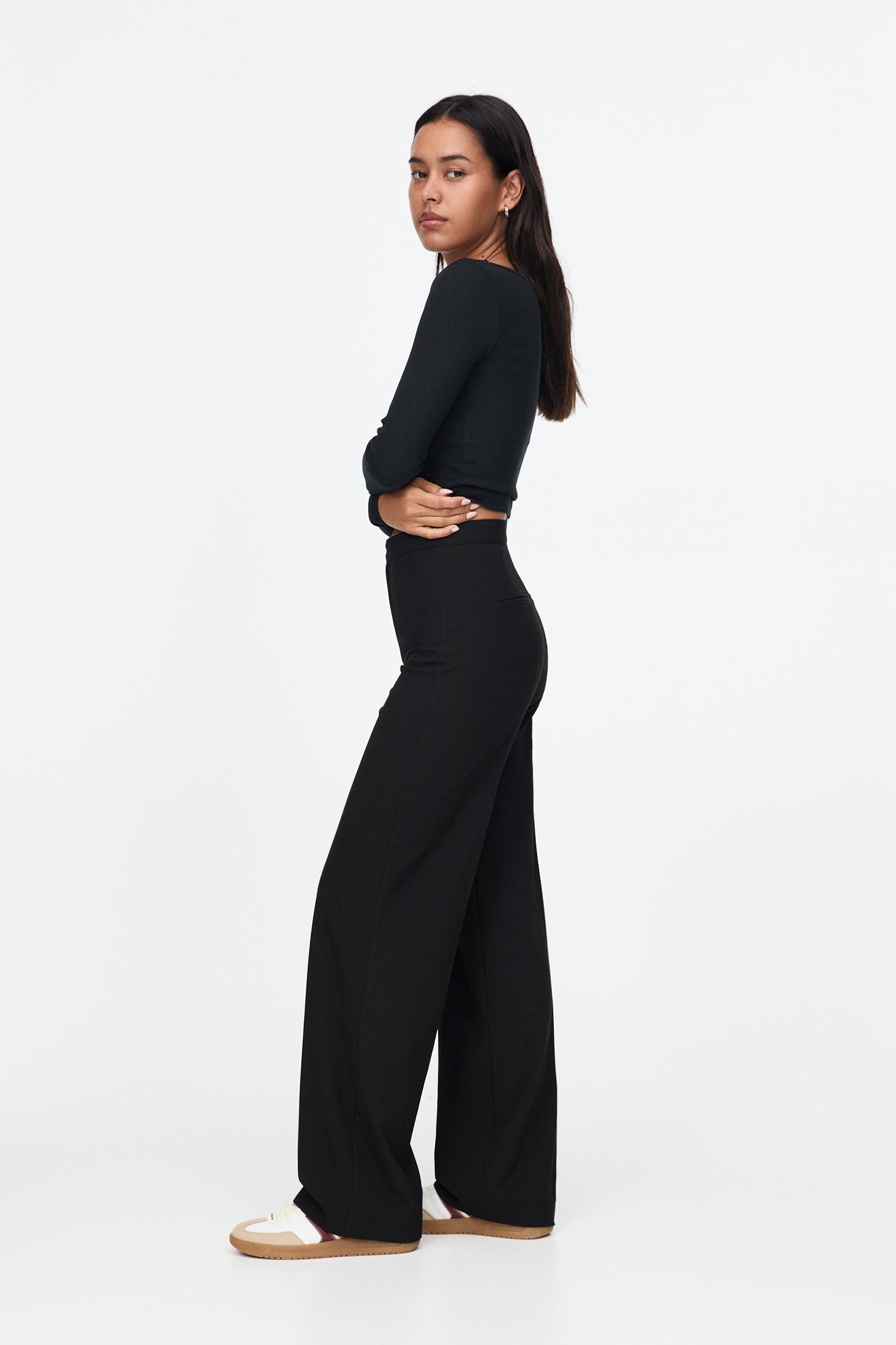 Straight-leg darted trousers — Black