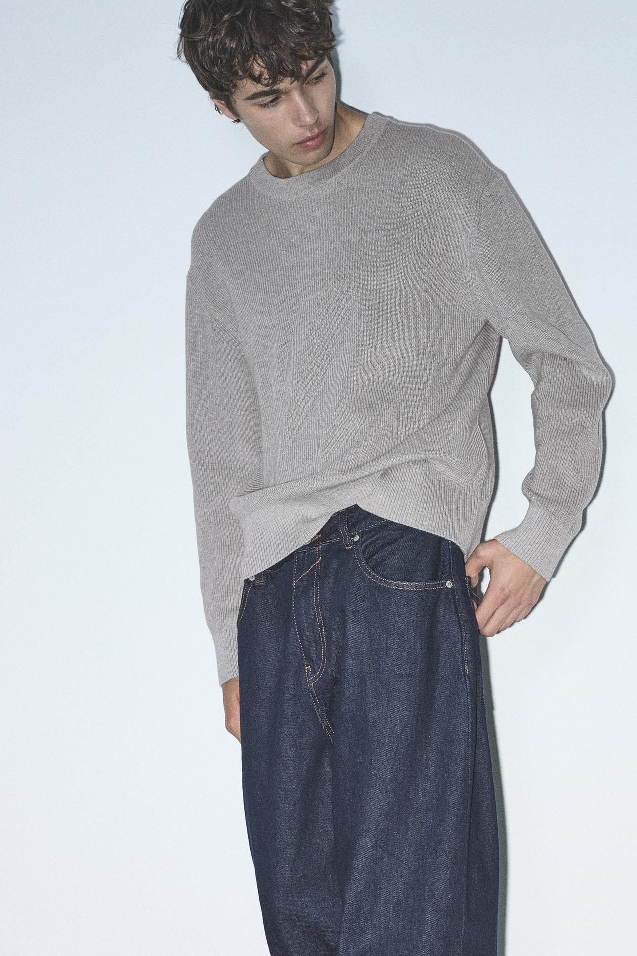 Basic knit jumper — Medium grey