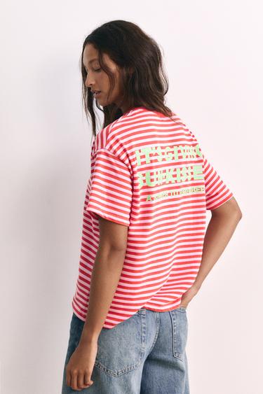 Striped T-shirt with text — 0-964 2