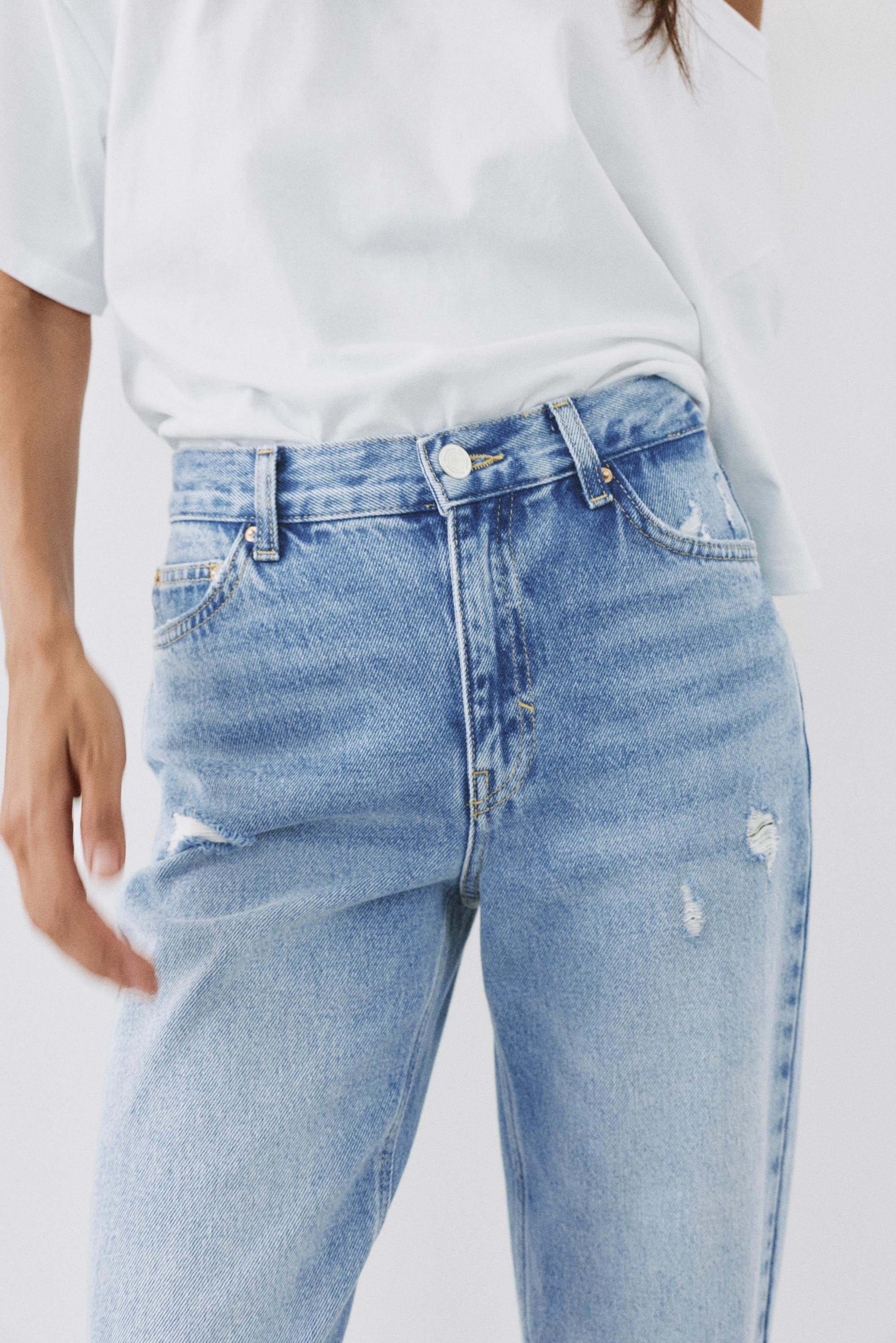 Ripped mom fit jeans — Indigo