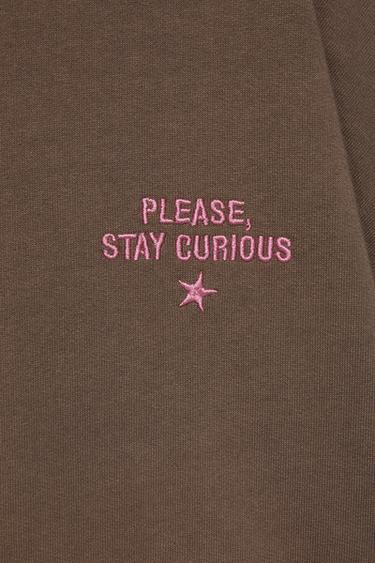 Embroidered hood sweatshirt — Brown 7